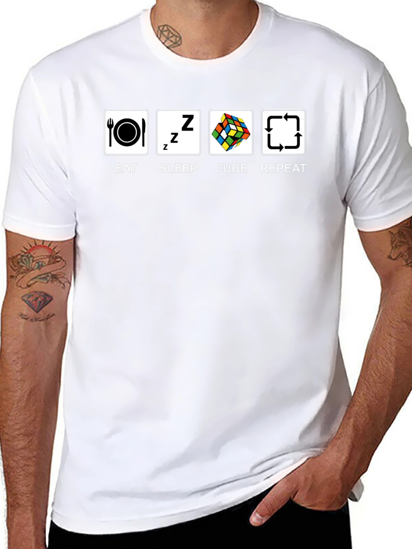Eat Sleep Cube Repeat Black T-Shirt