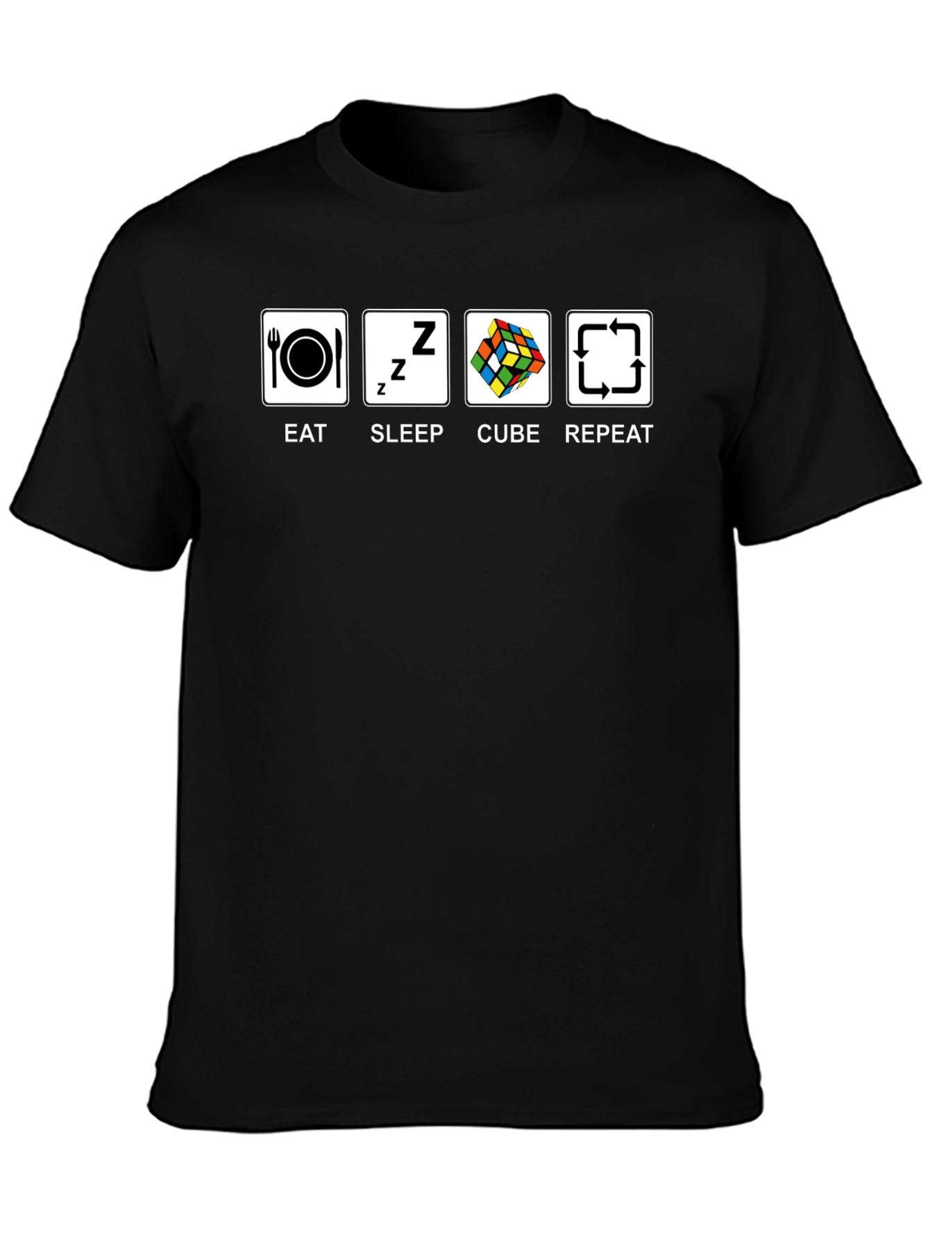 Eat Sleep Cube Repeat Black T-Shirt