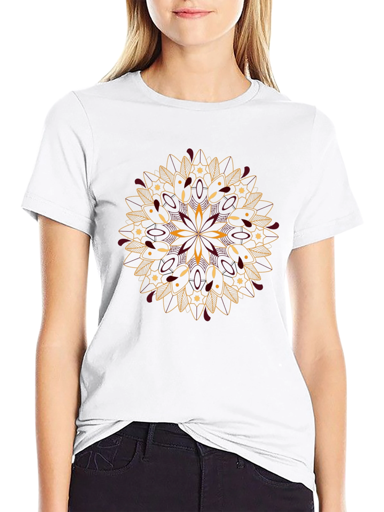 Mandala Print Black T-Shirt