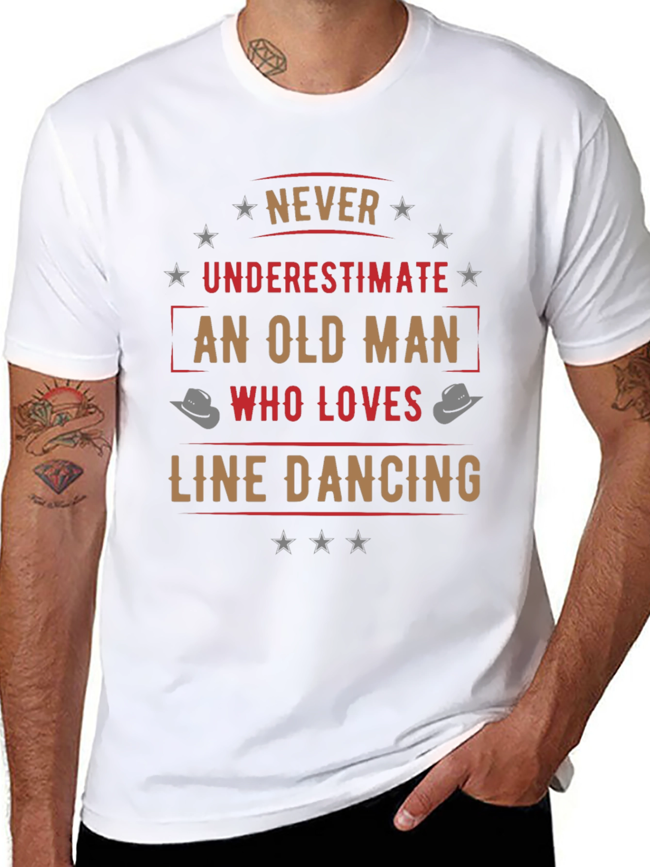 Never Underestimate Old Man Line Dancing T-Shirt
