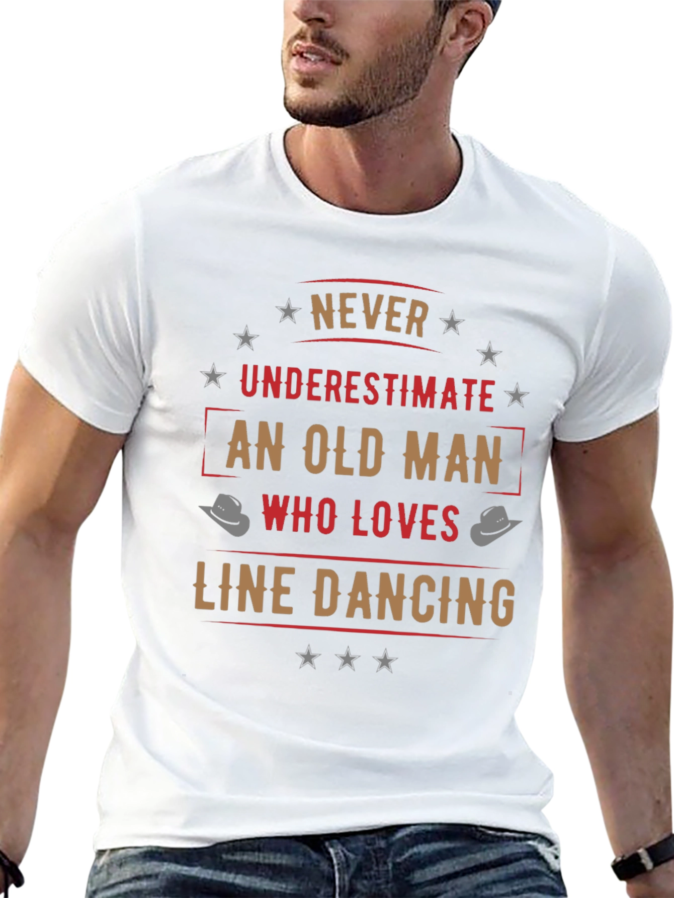 Never Underestimate Old Man Line Dancing T-Shirt