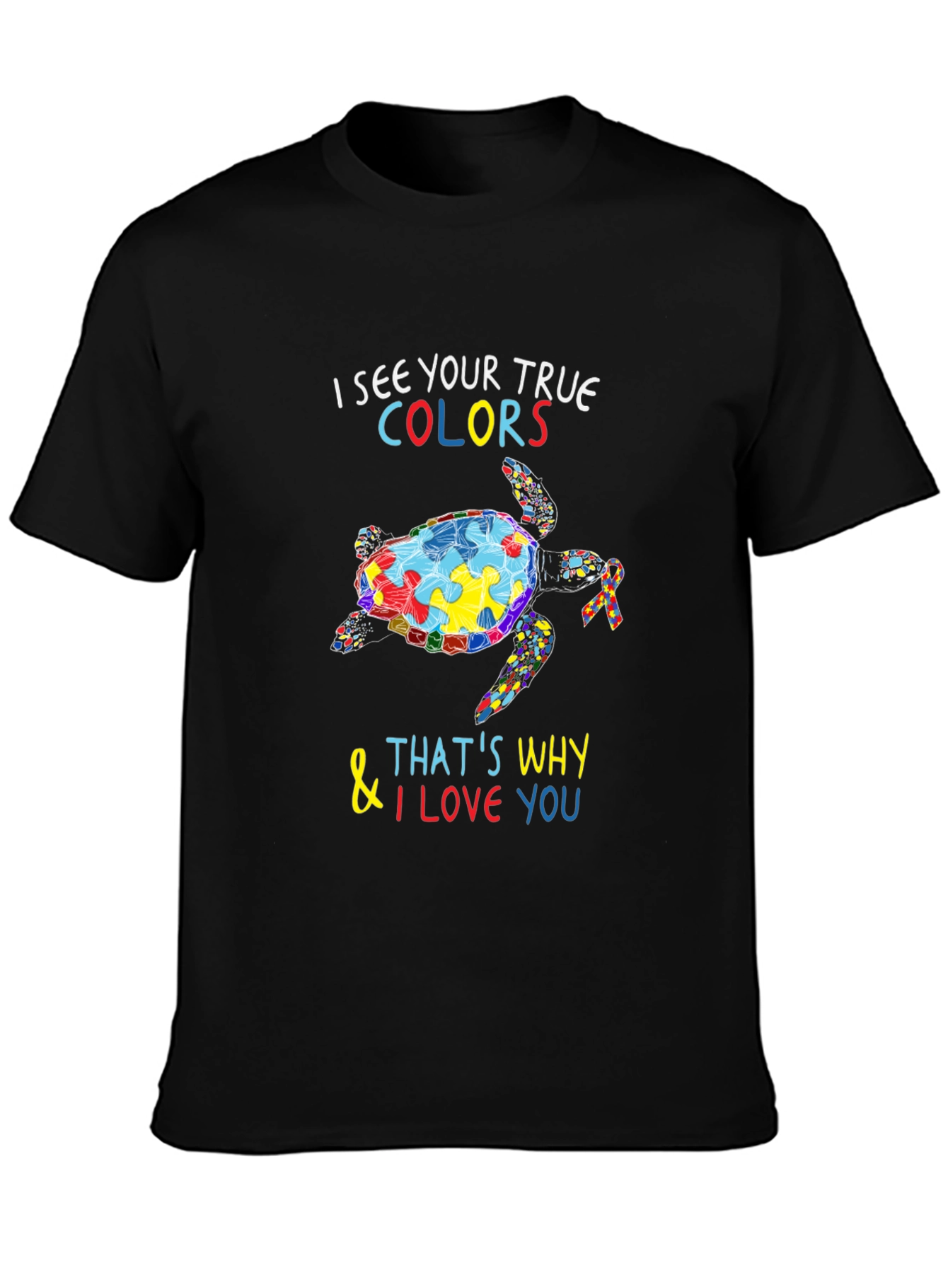 Autism Awareness Turtle Graphic T-Shirt