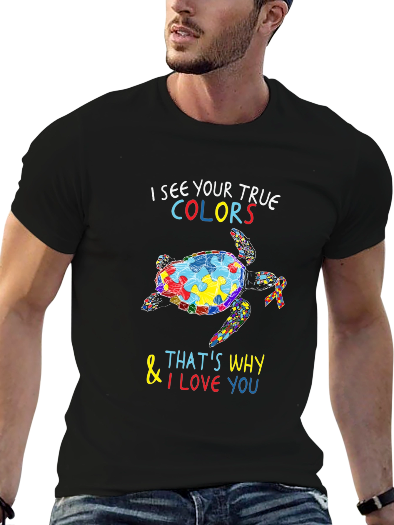 Autism Awareness Turtle Graphic T-Shirt