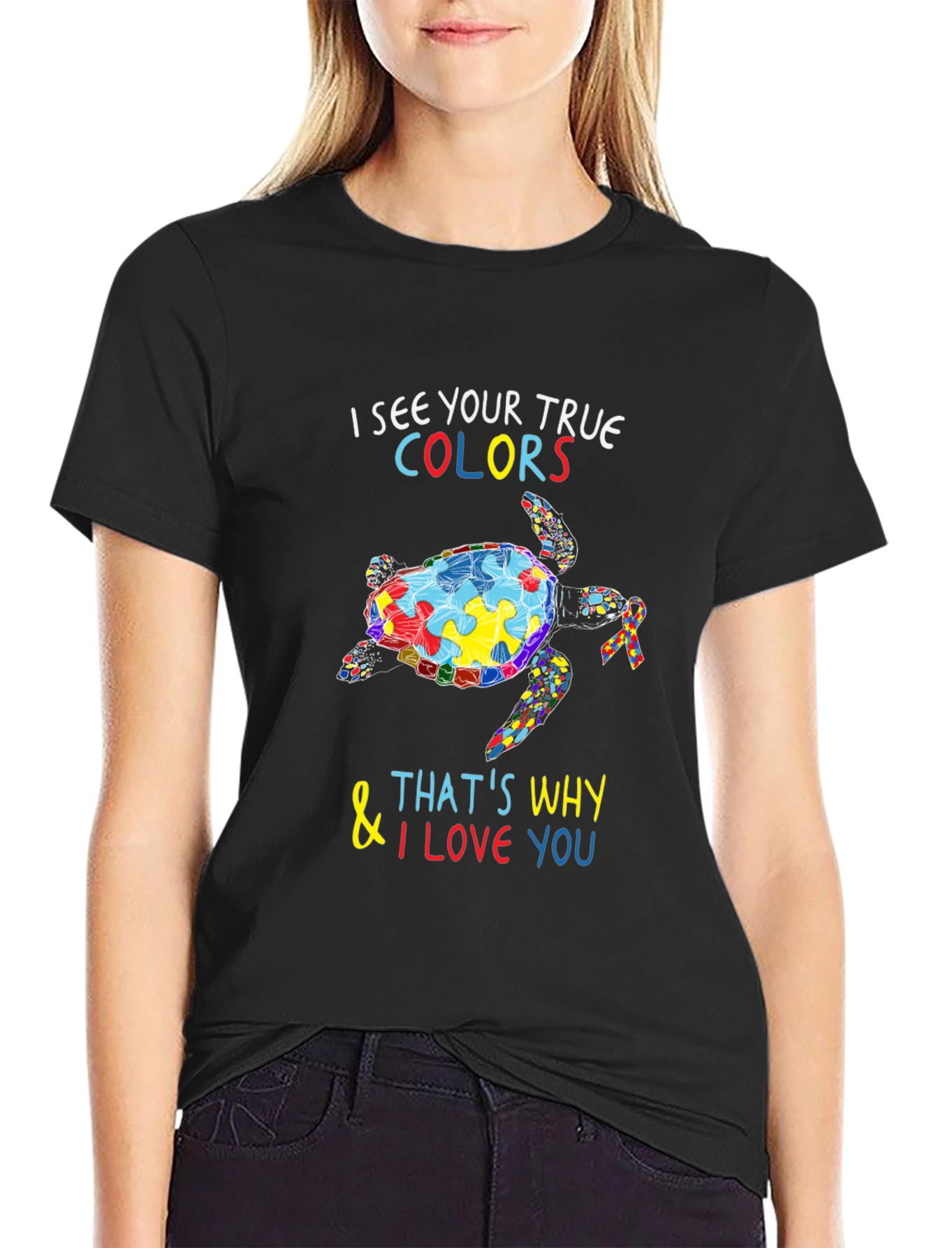 Autism Awareness Turtle Graphic T-Shirt