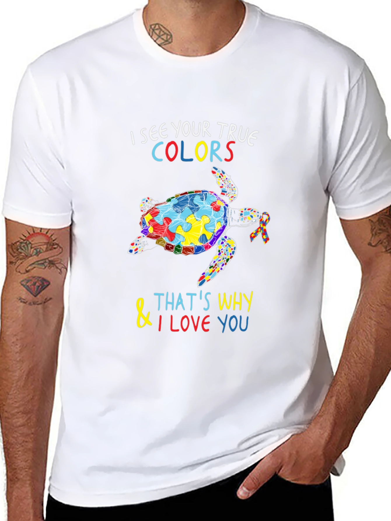 Autism Awareness Turtle Graphic T-Shirt