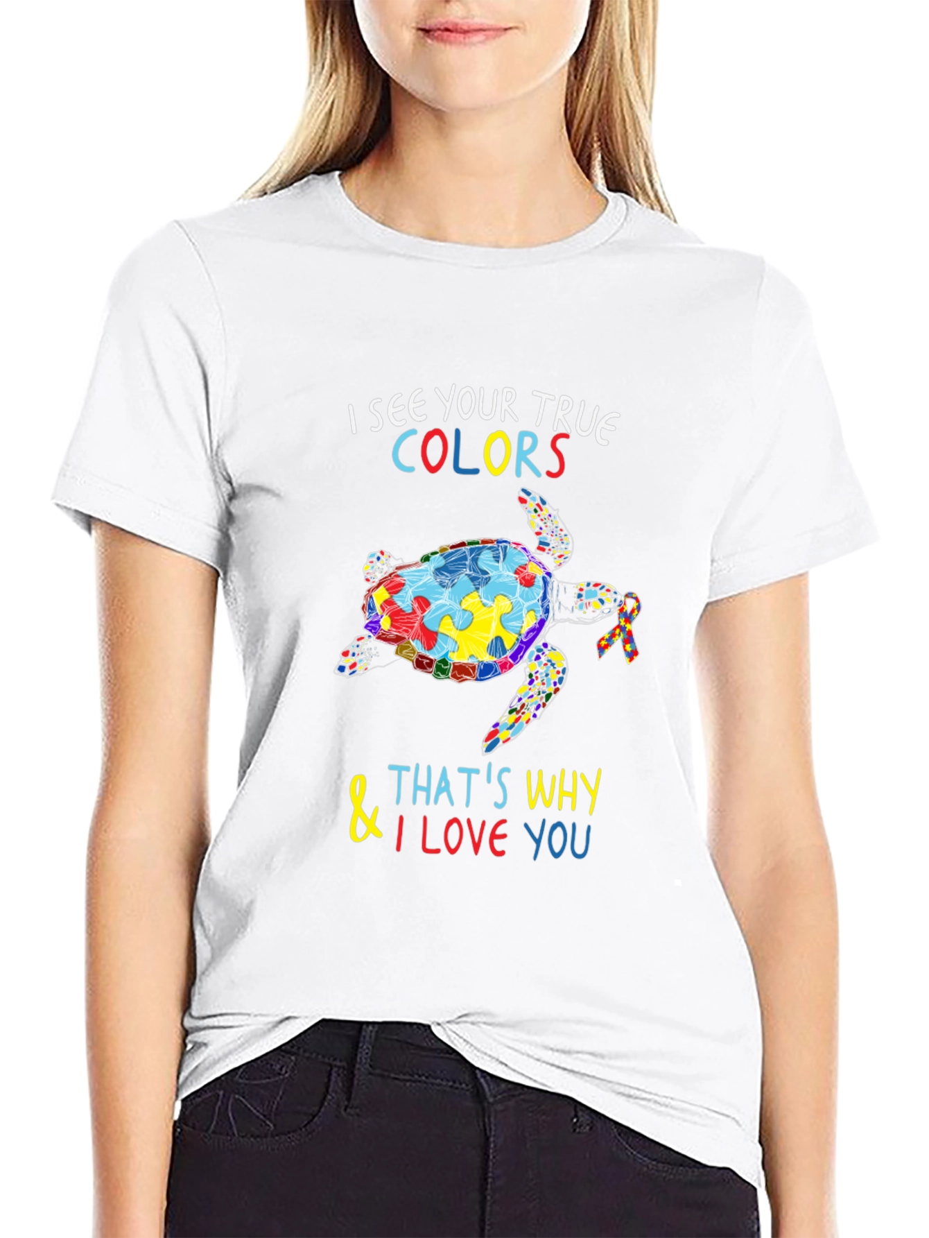 Autism Awareness Turtle Graphic T-Shirt