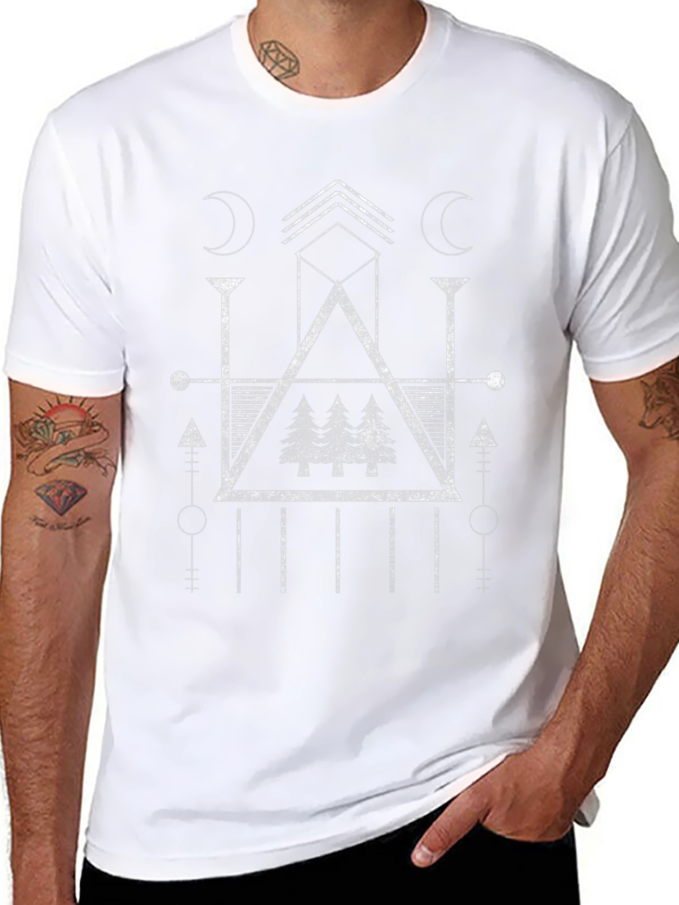 Geometric Forest Graphic T-Shirt - Mens Black Tee