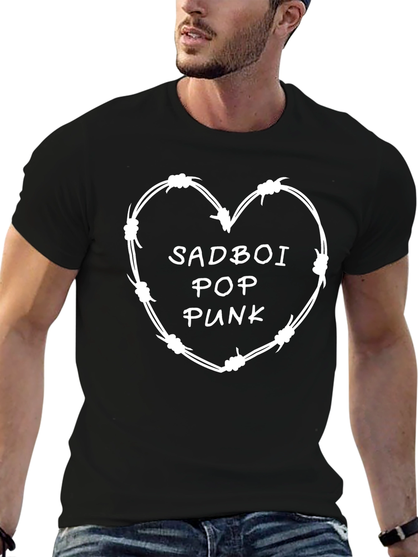 Sadboi Pop Punk T-Shirt - Heart Barbed Wire Design