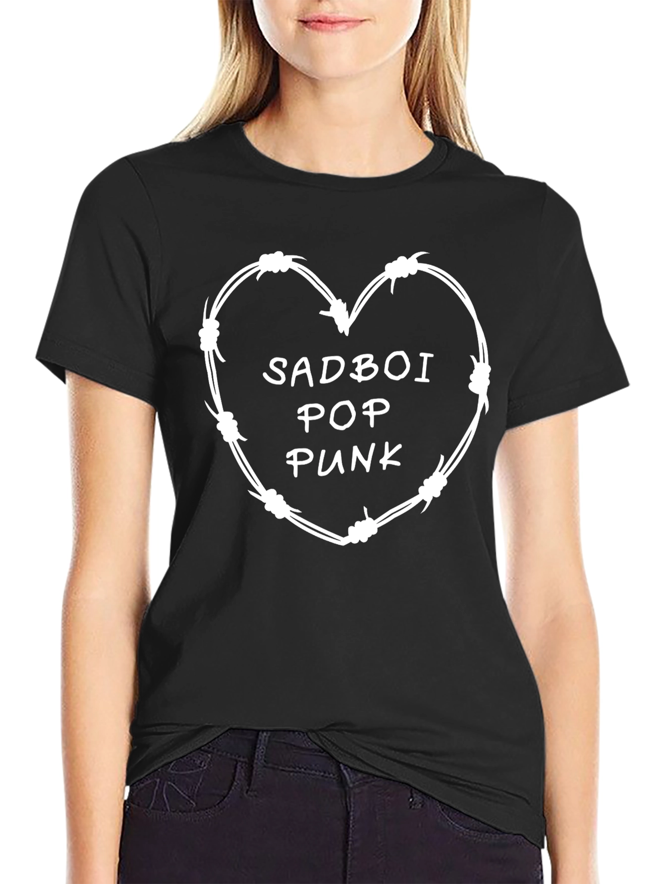 Sadboi Pop Punk T-Shirt - Heart Barbed Wire Design