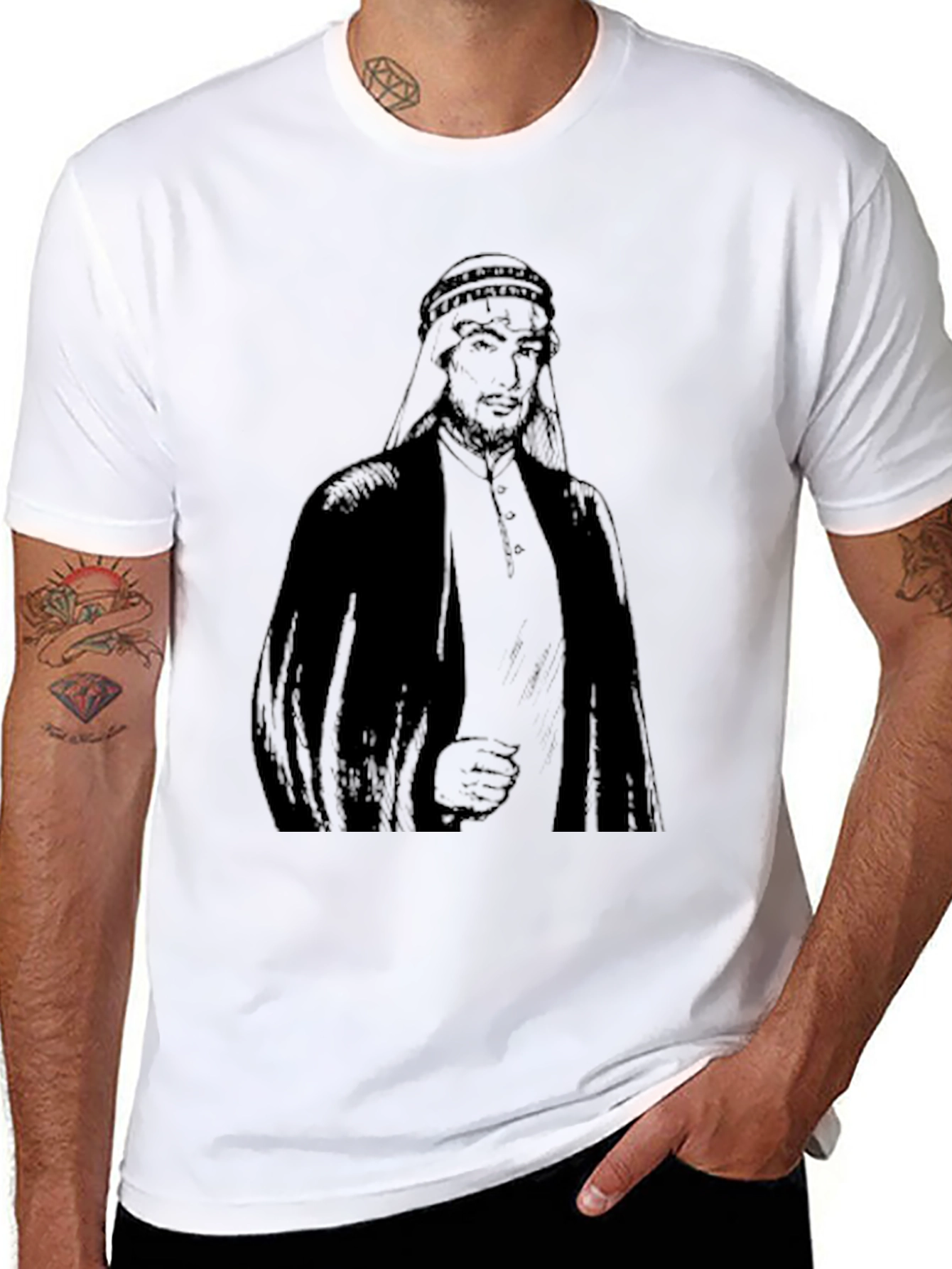 Arab Man Graphic Print Black T-Shirt