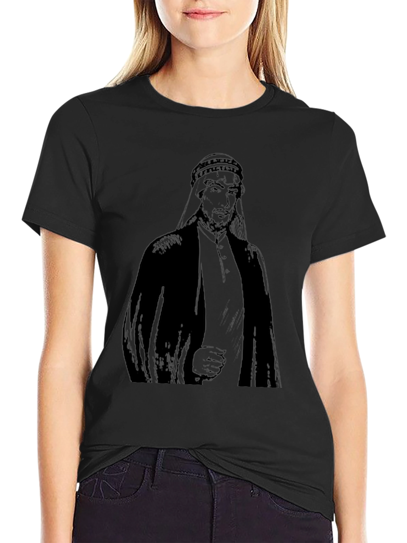 Arab Man Graphic Print Black T-Shirt