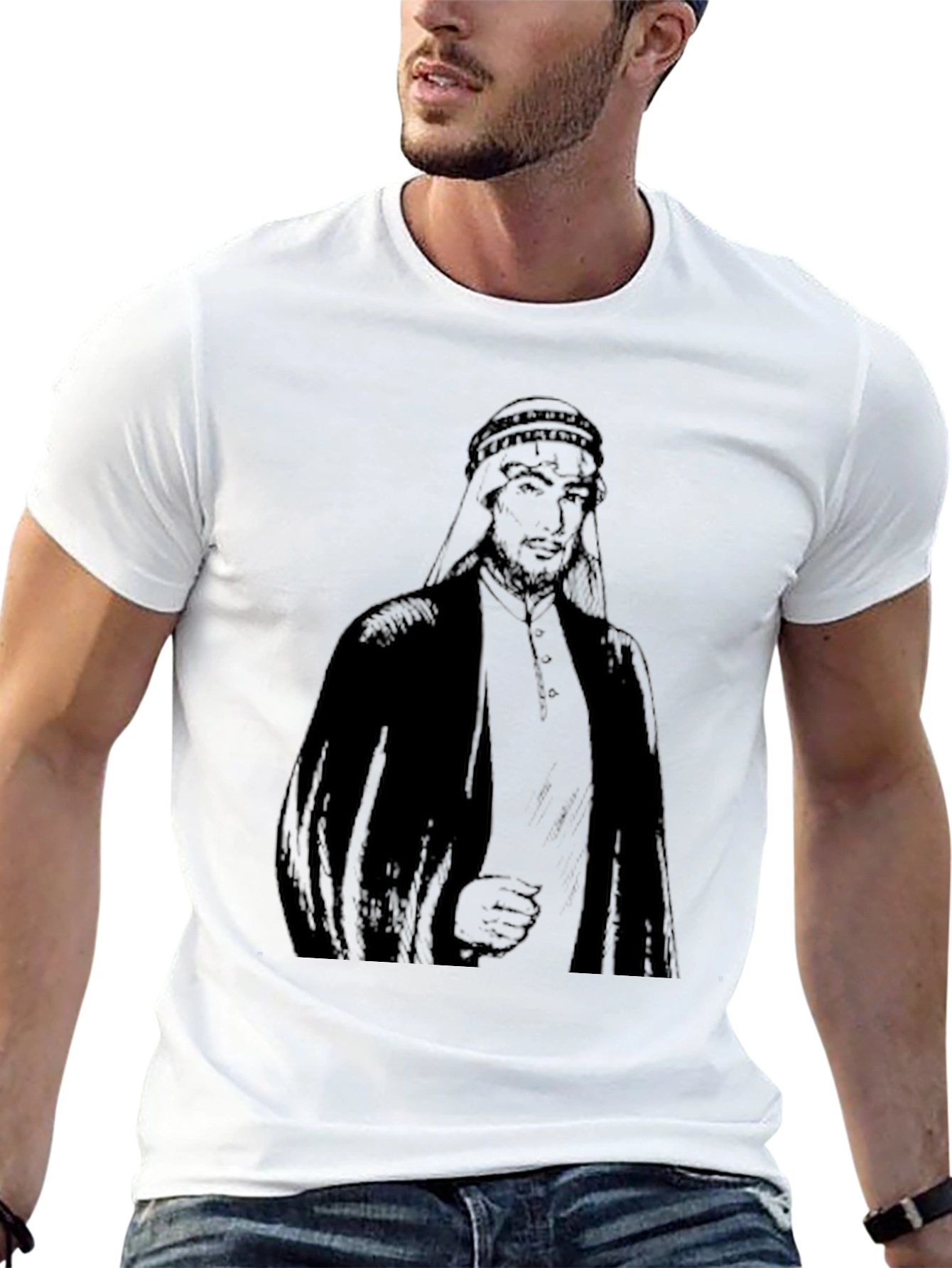 Arab Man Graphic Print Black T-Shirt