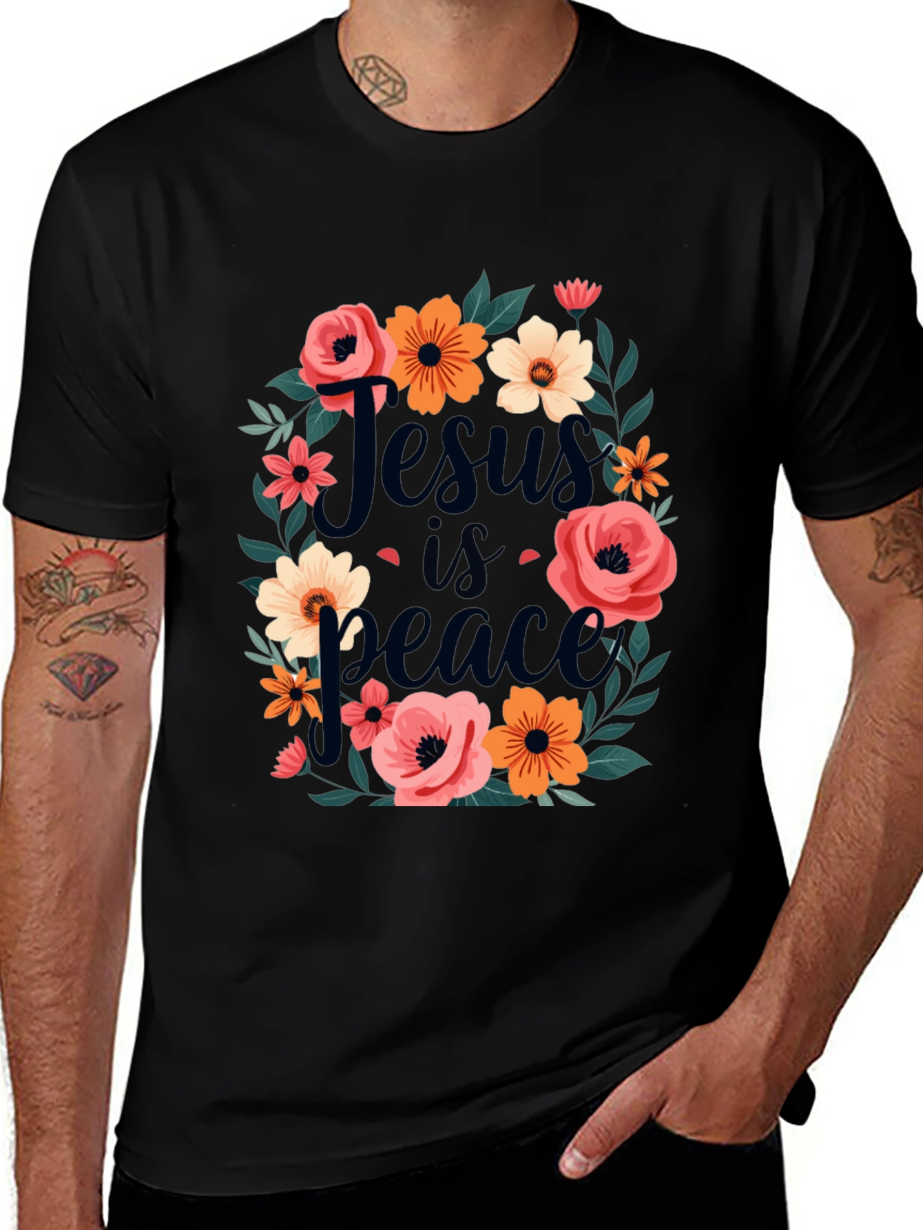 Jesus is Peace Floral T-Shirt