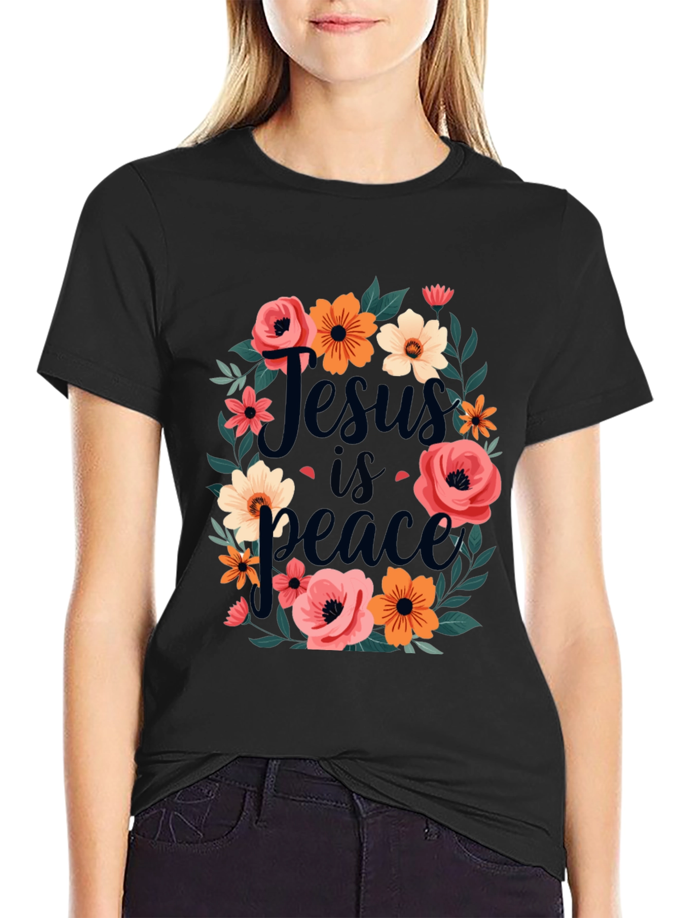 Jesus is Peace Floral T-Shirt
