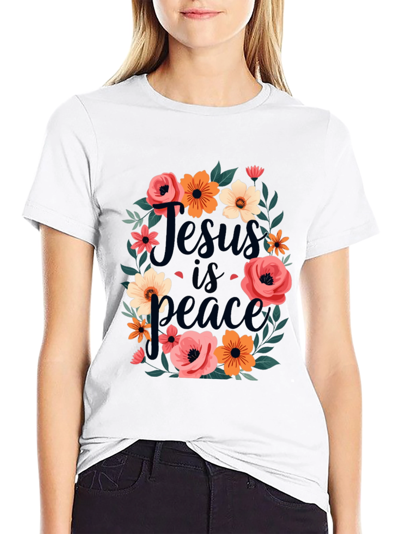 Jesus is Peace Floral T-Shirt