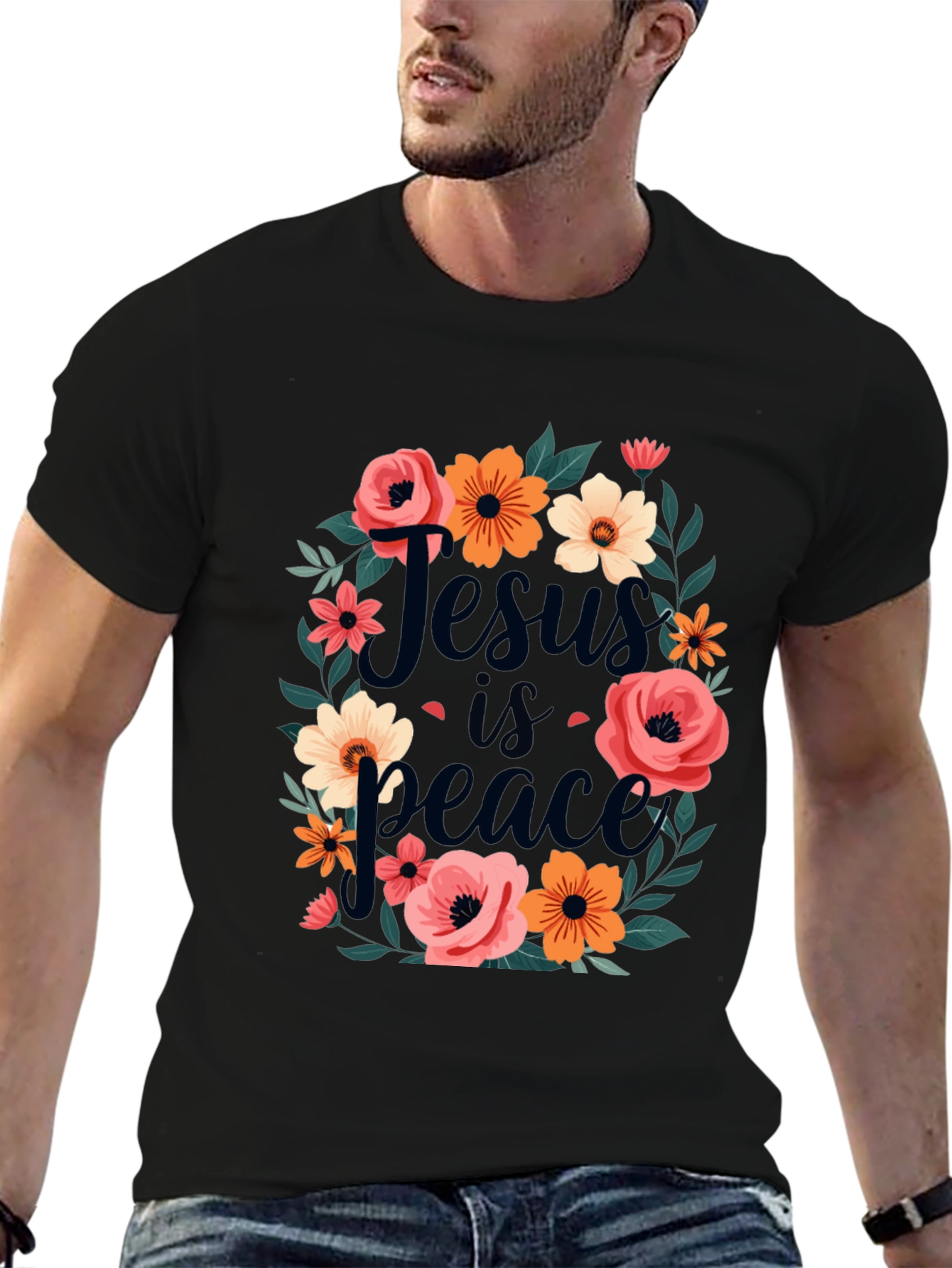 Jesus is Peace Floral T-Shirt
