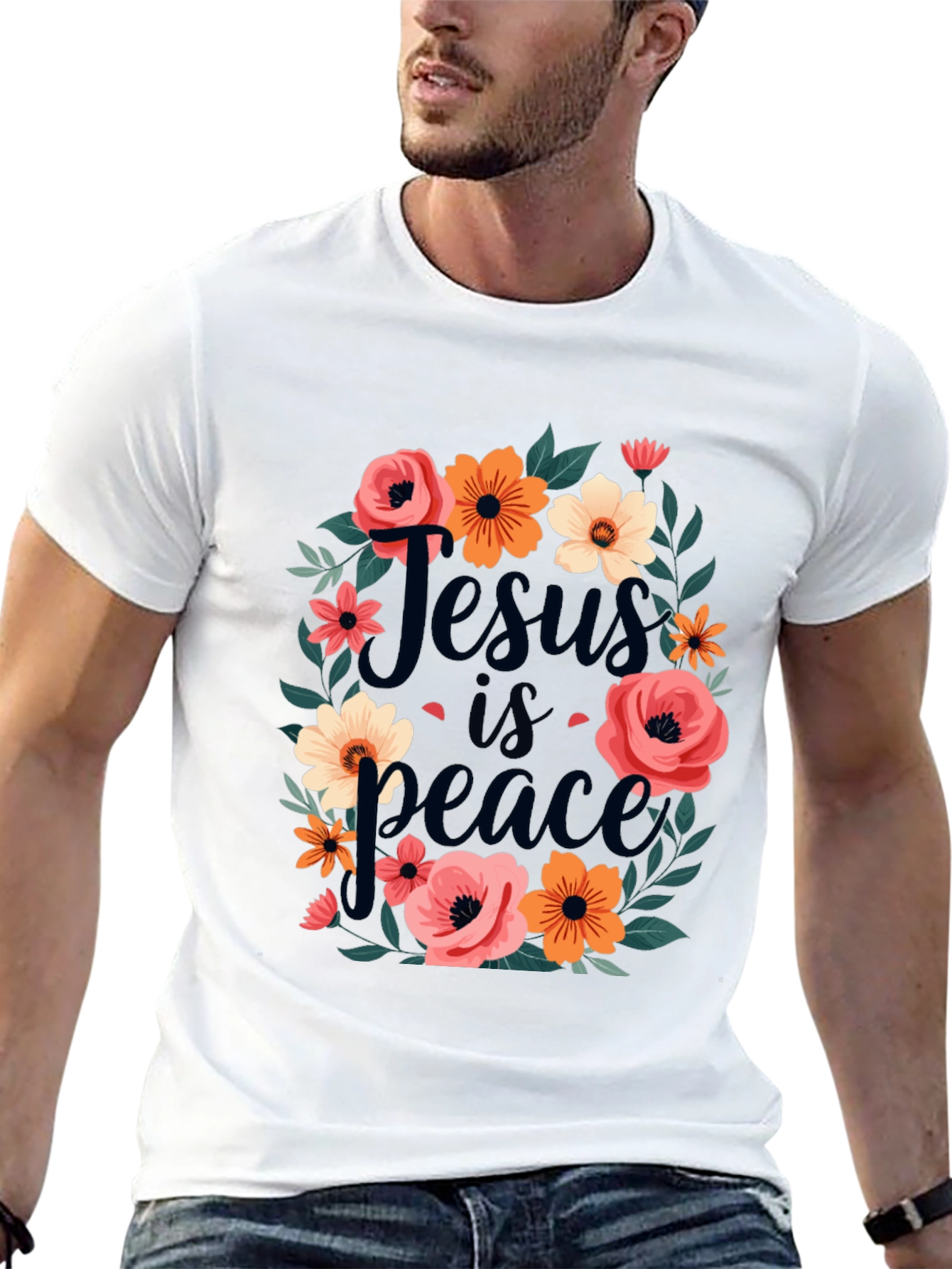 Jesus is Peace Floral T-Shirt