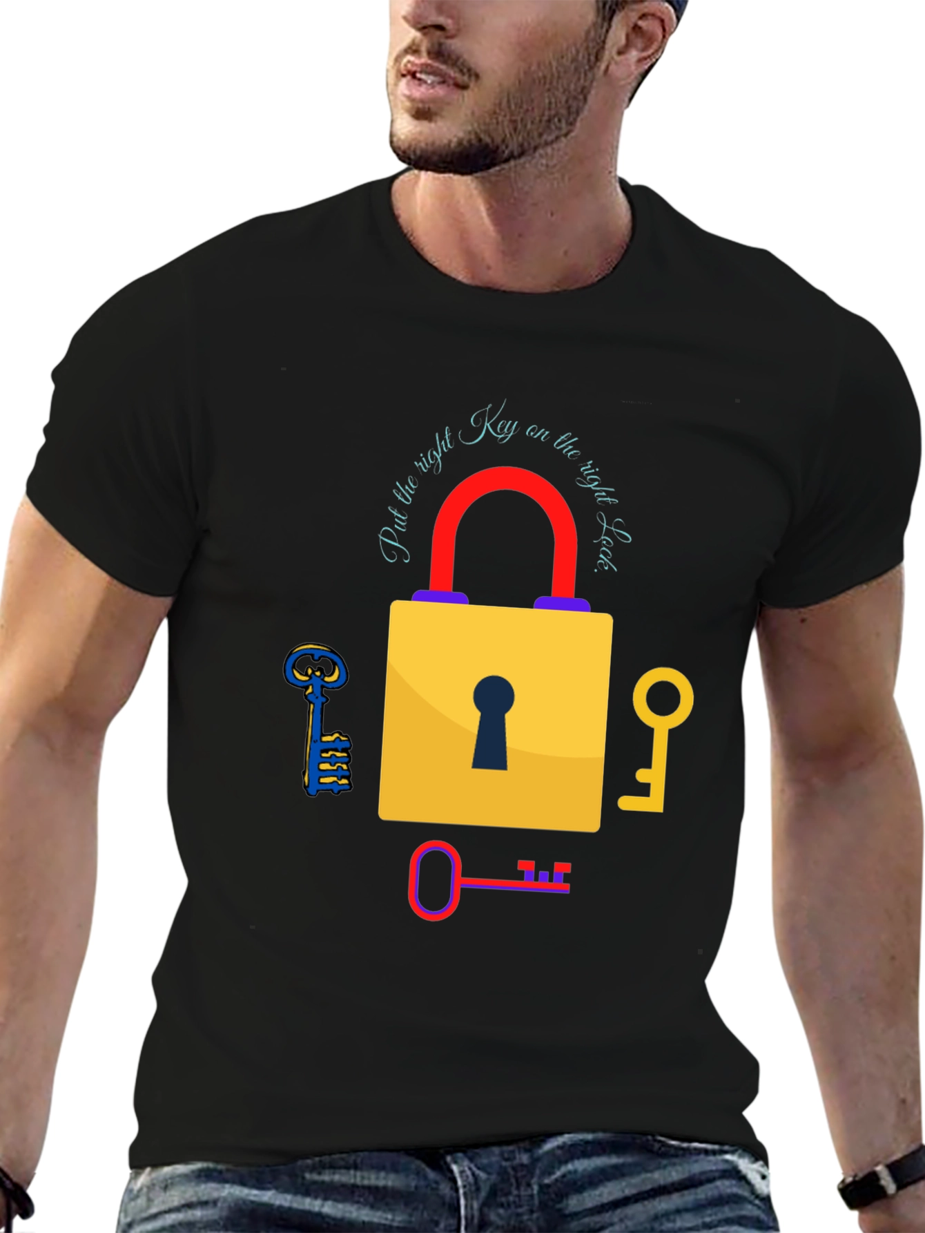 Right Key Lock Graphic Tee - Black