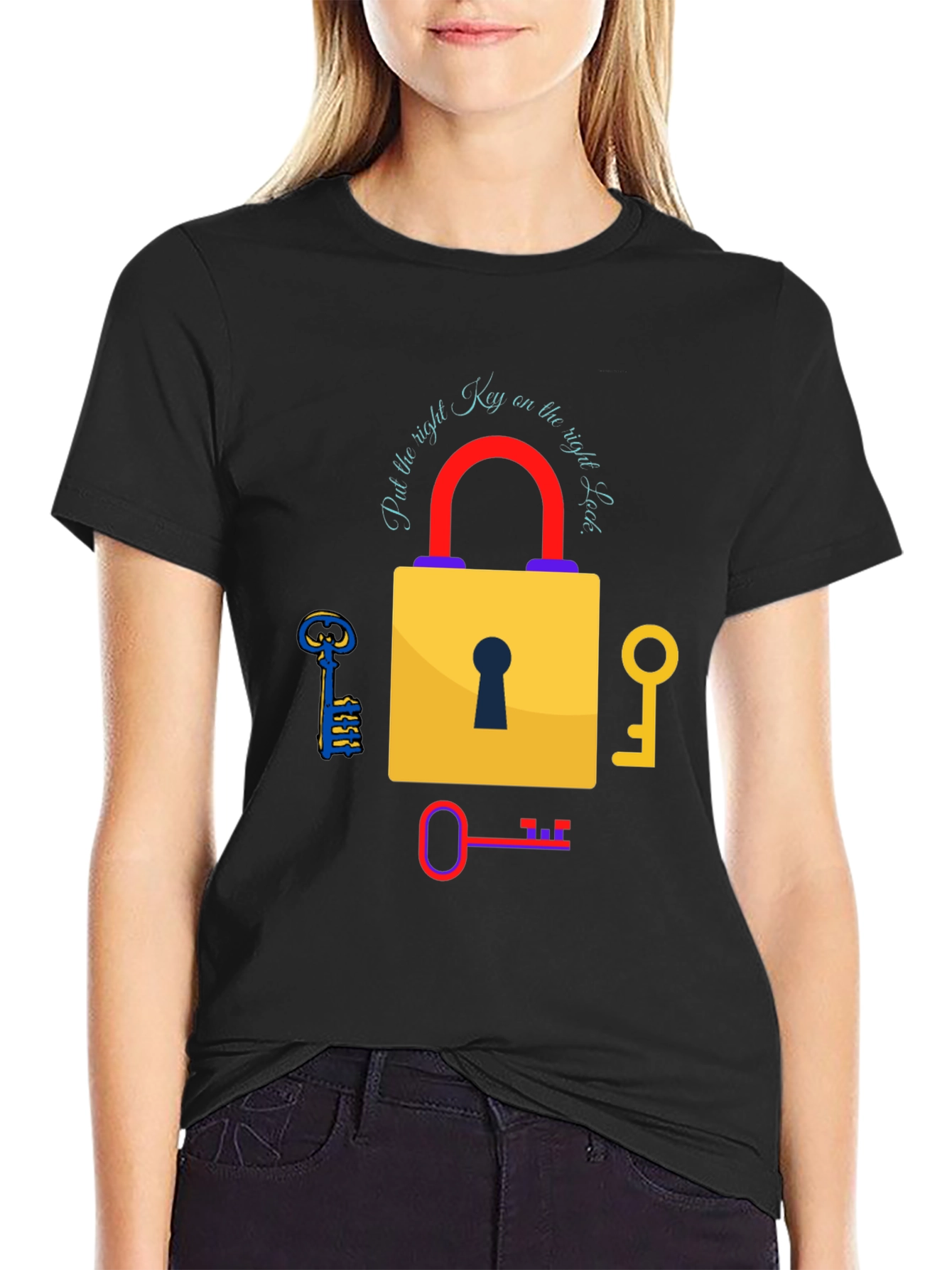 Right Key Lock Graphic Tee - Black