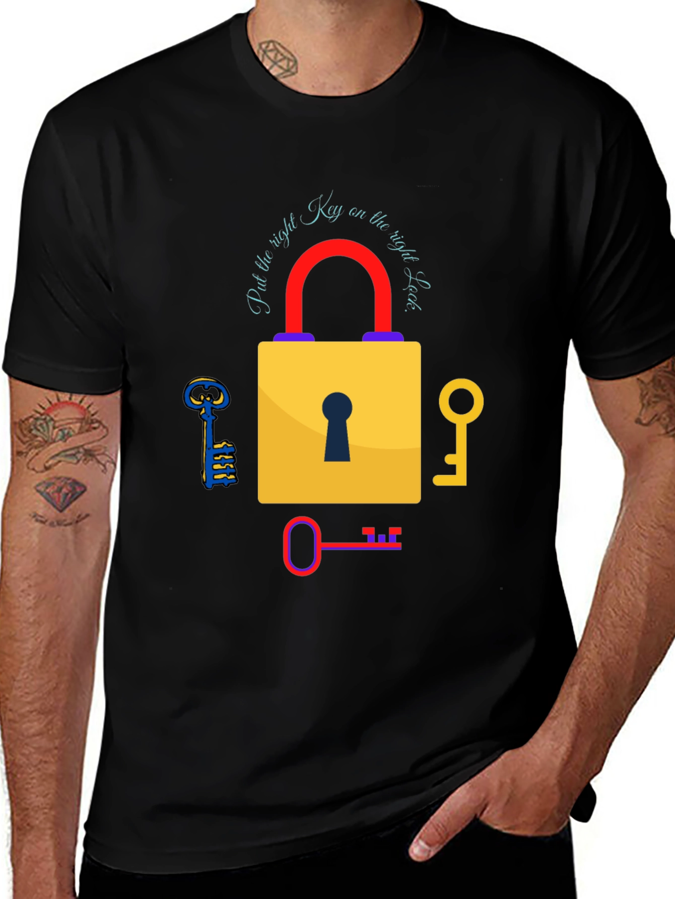 Right Key Lock Graphic Tee - Black