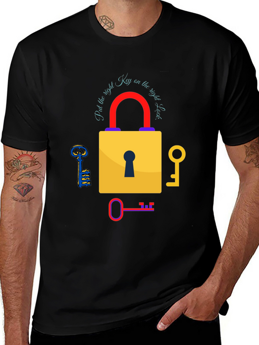 Right Key Lock Graphic Tee - Black