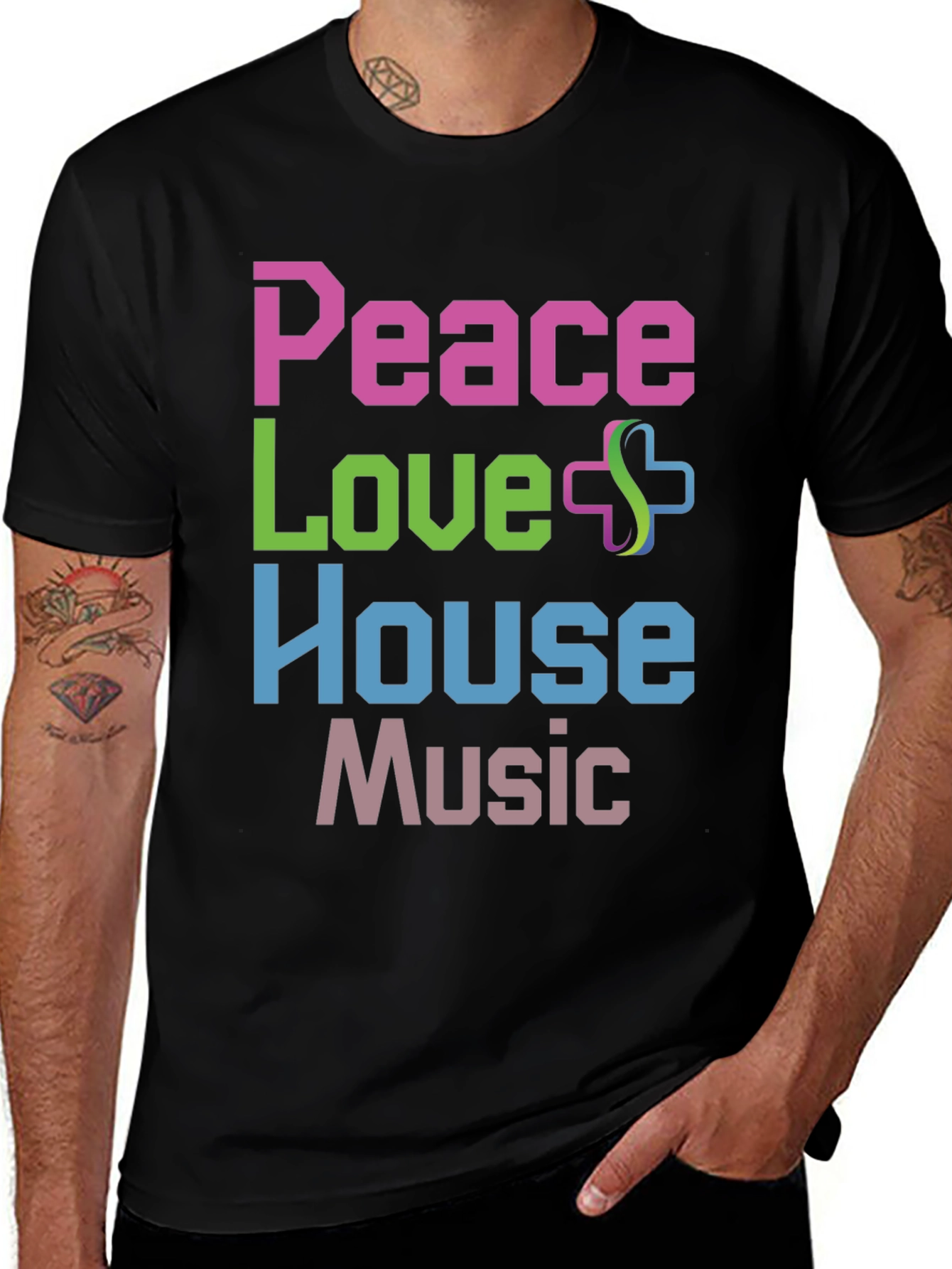 Peace Love House Music Graphic T-Shirt