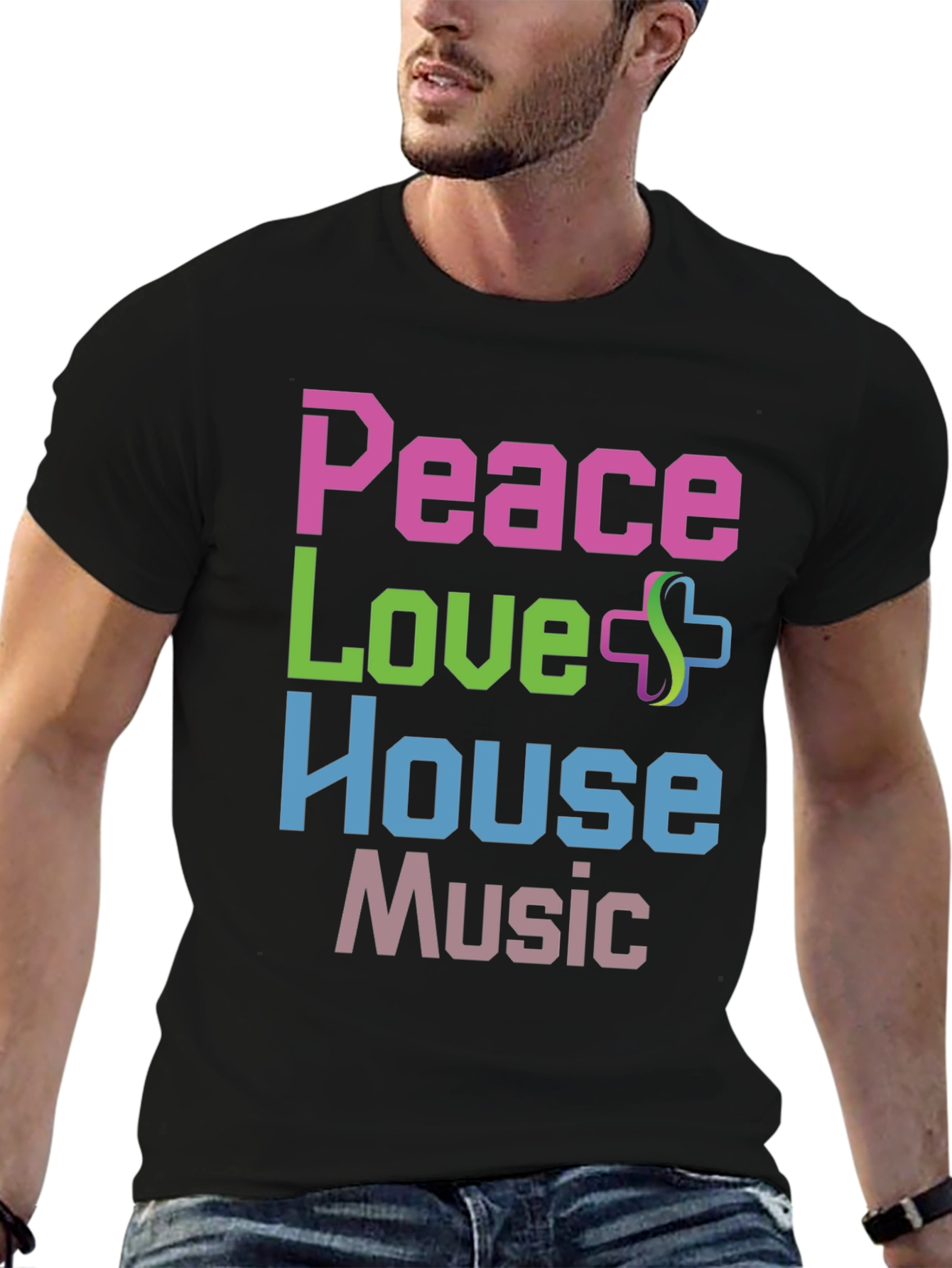 Peace Love House Music Graphic T-Shirt