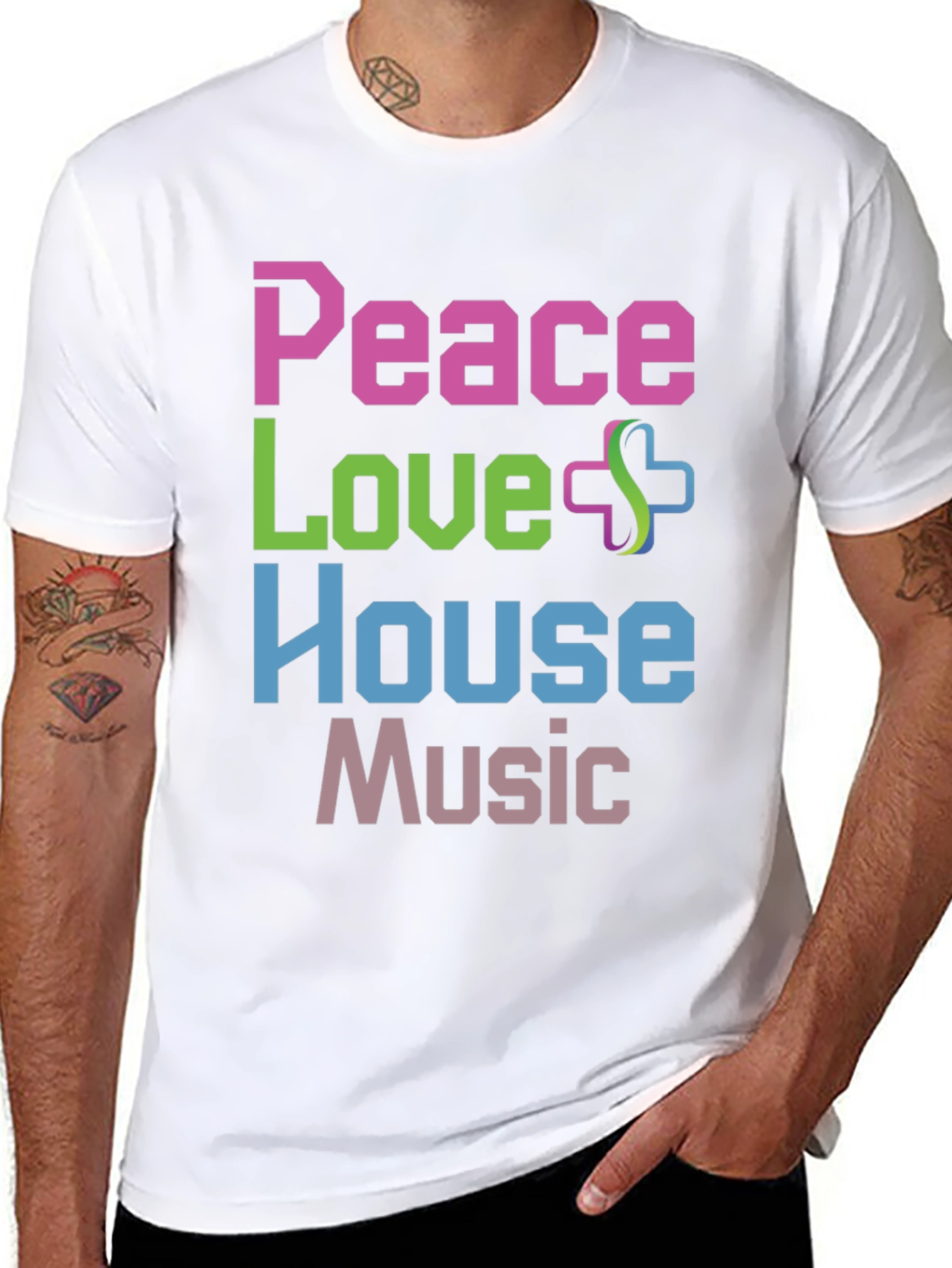 Peace Love House Music Graphic T-Shirt