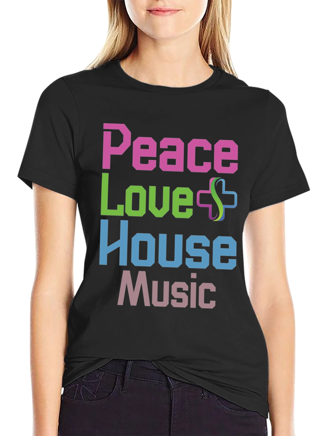 Peace Love House Music Graphic T-Shirt