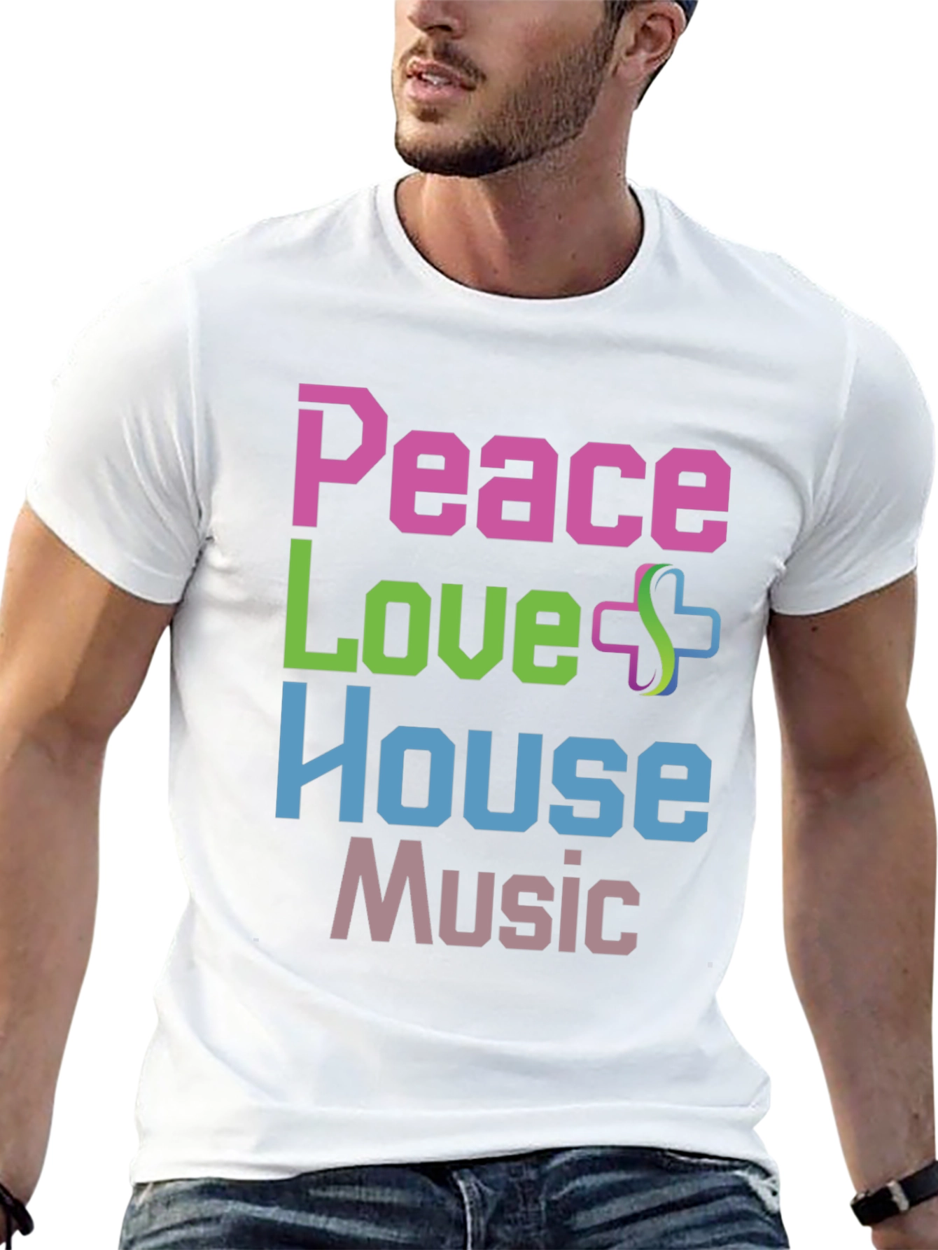 Peace Love House Music Graphic T-Shirt