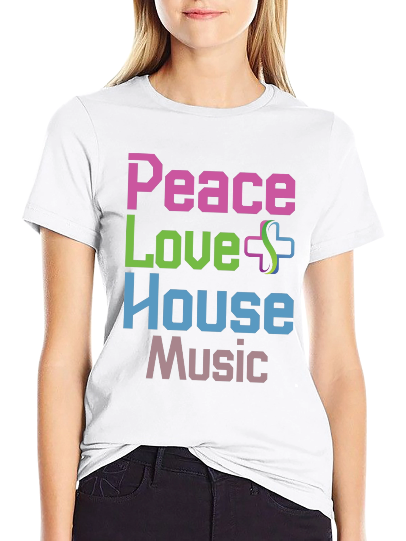 Peace Love House Music Graphic T-Shirt