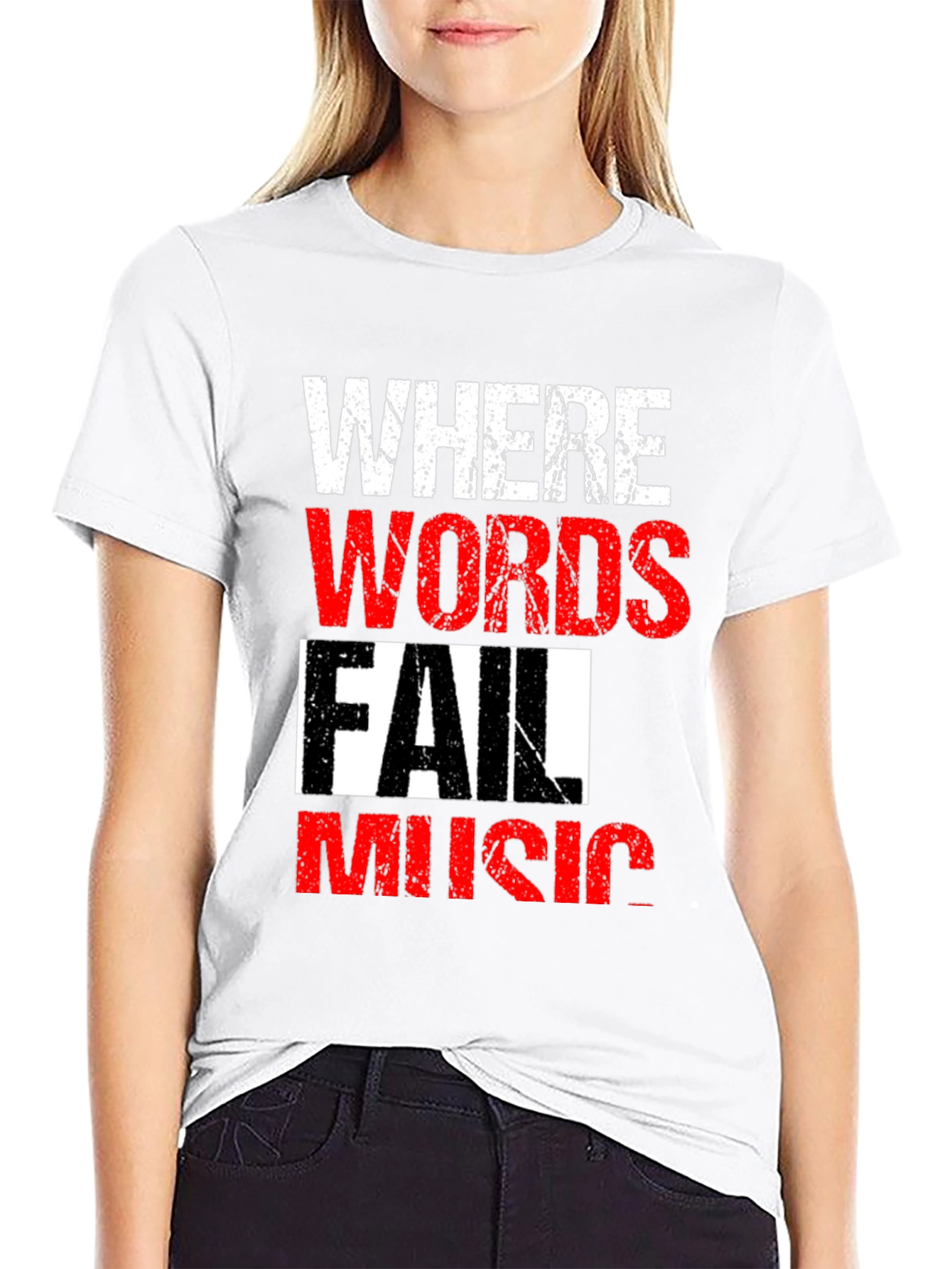 Where Words Fail Music Mens Black T-Shirt