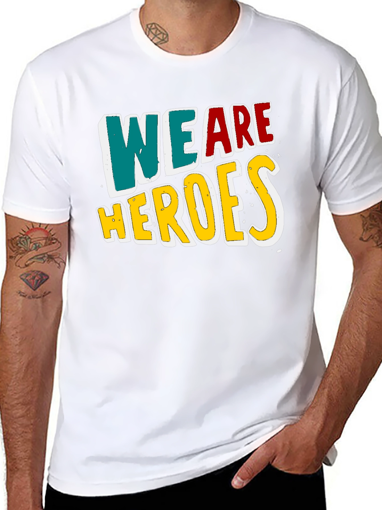 We Are Heroes Graphic Print Black T-Shirt