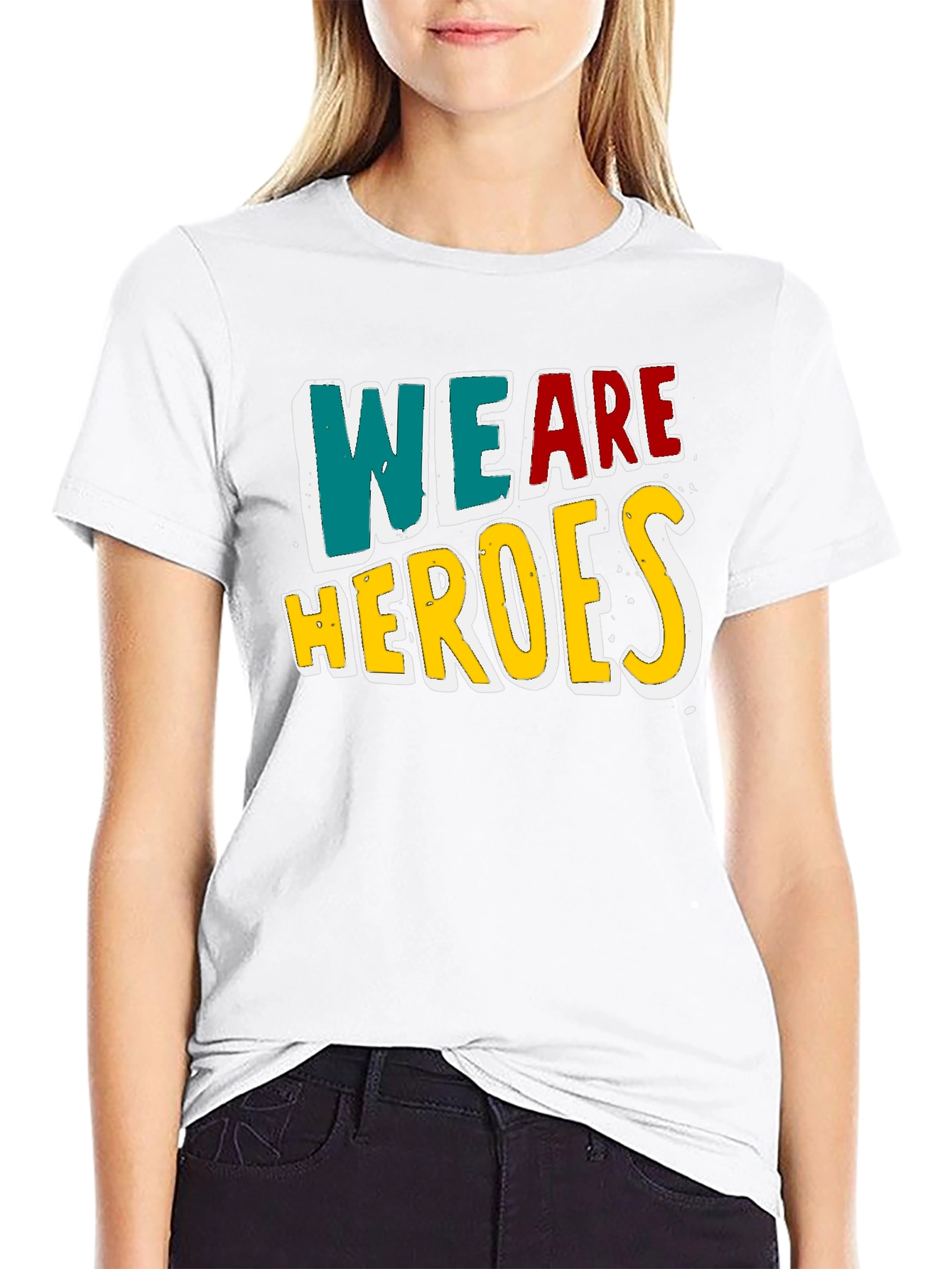We Are Heroes Graphic Print Black T-Shirt