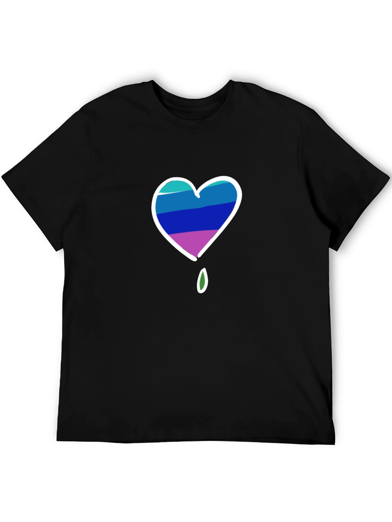 Mens Black T-Shirt with Heart Graphic