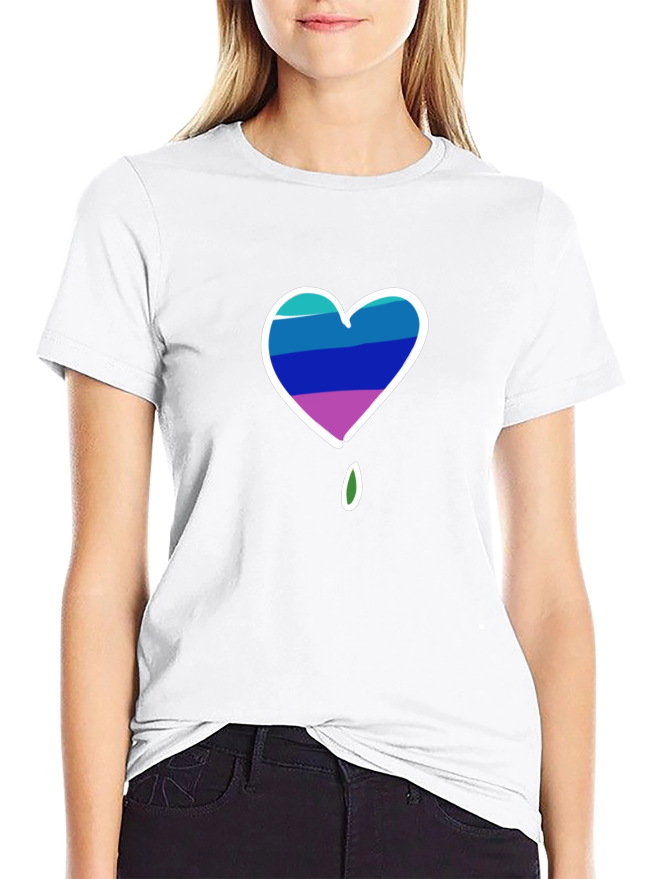 Mens Black T-Shirt with Heart Graphic