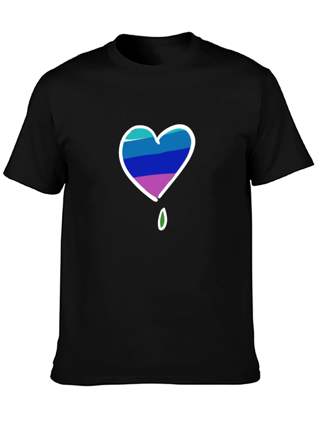 Mens Black T-Shirt with Heart Graphic