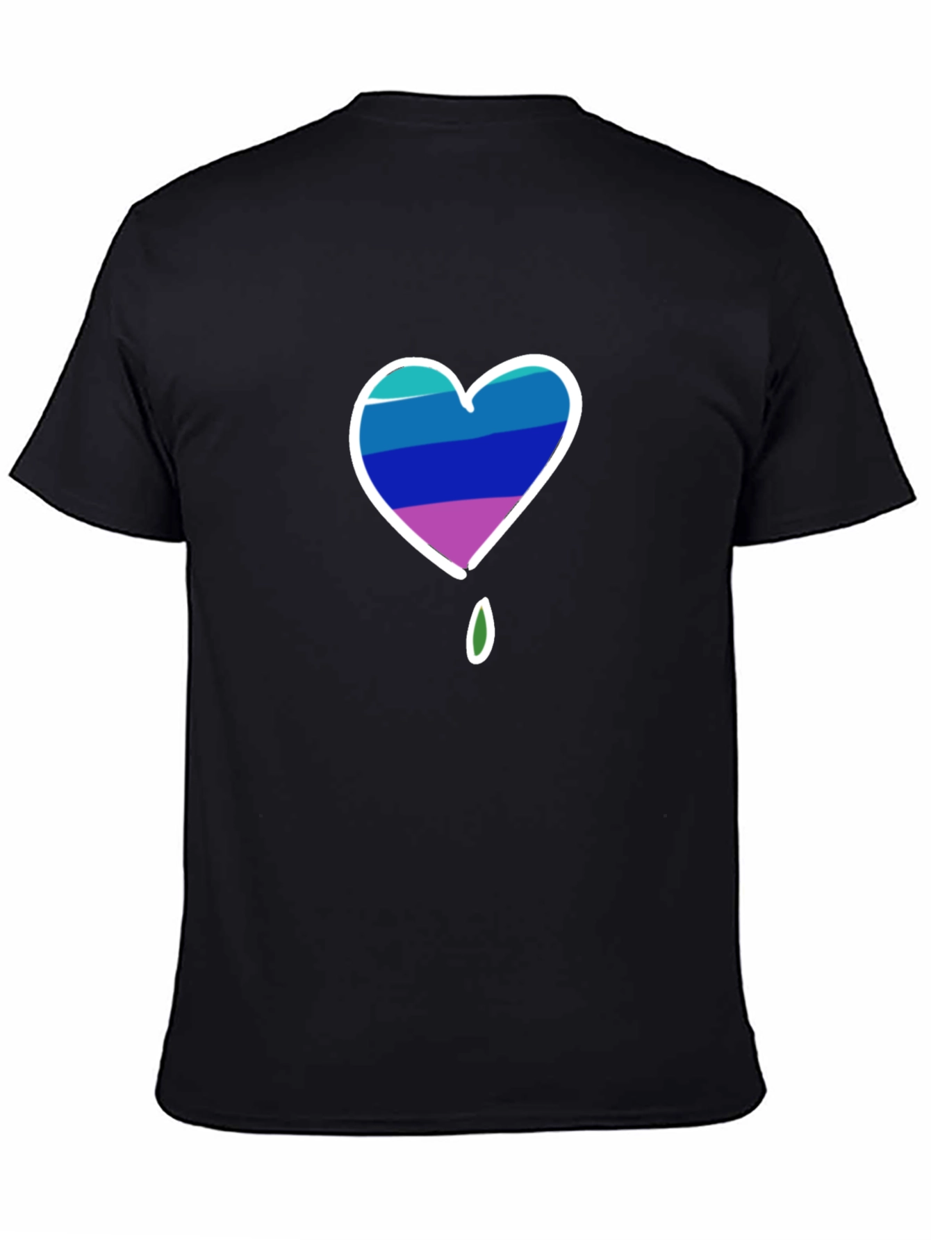 Mens Black T-Shirt with Heart Graphic