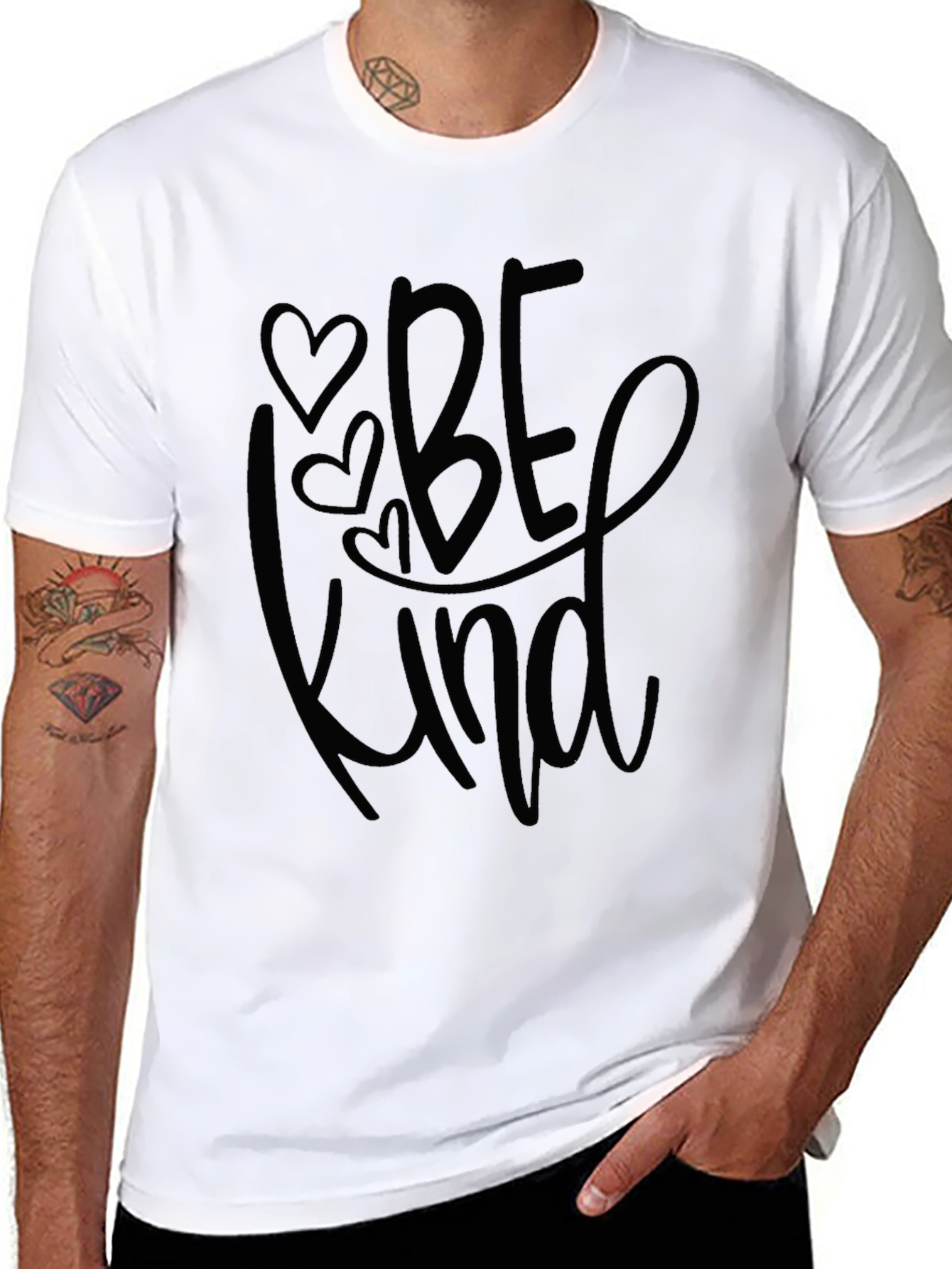 Be Kind Heart Tee - Soft Black Graphic T-Shirt