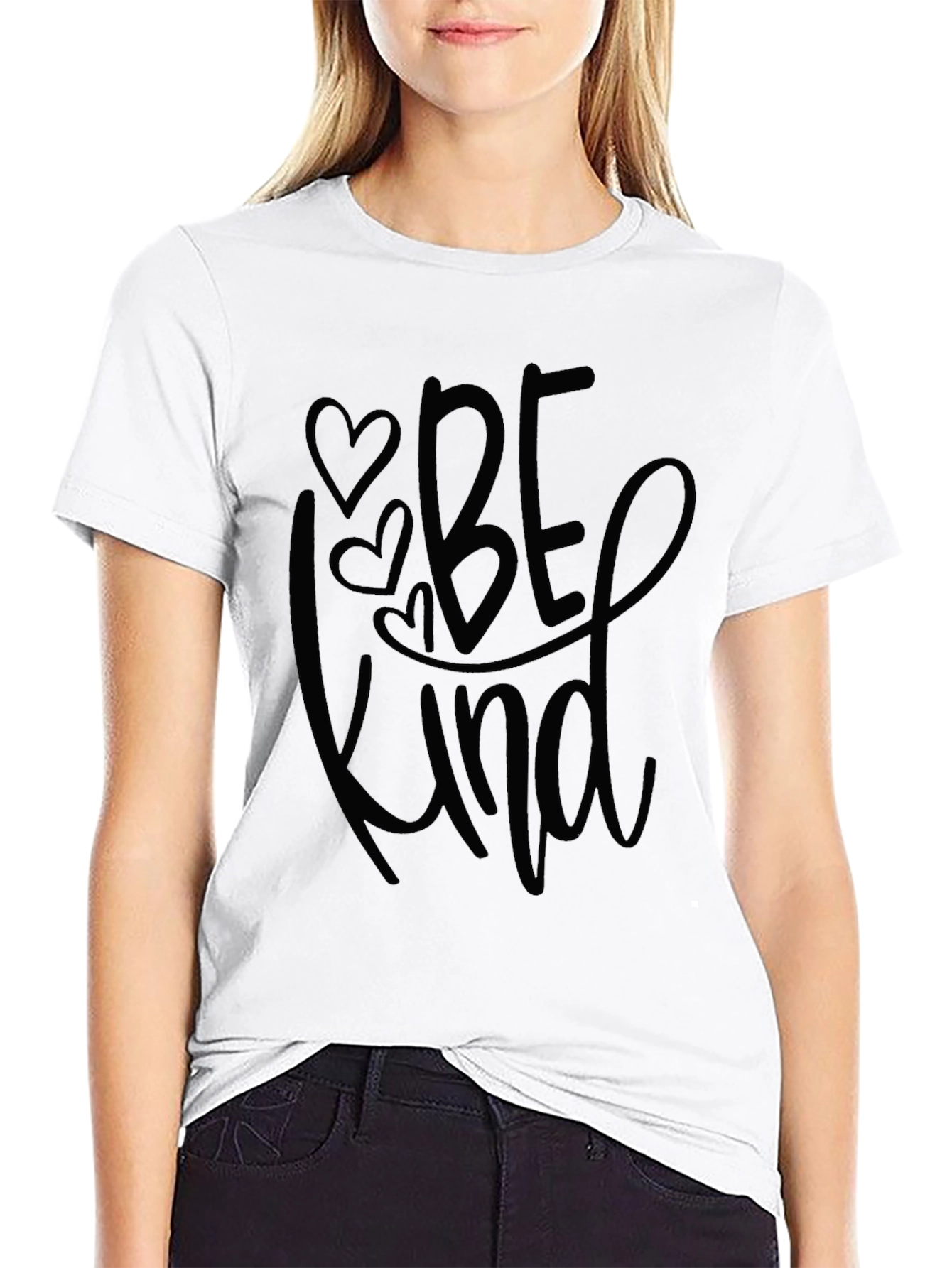 Be Kind Heart Tee - Soft Black Graphic T-Shirt