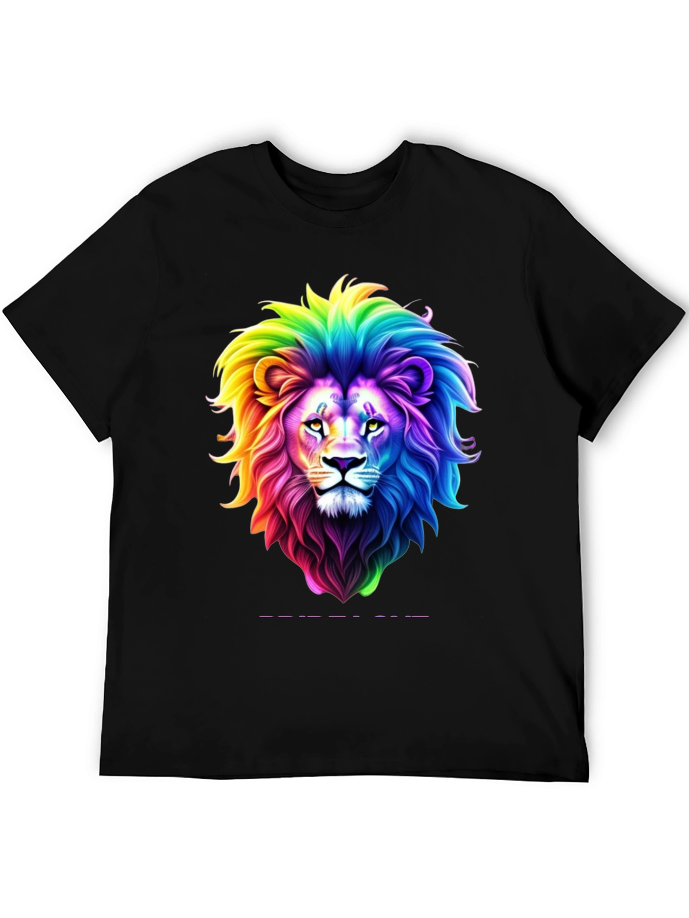 Rainbow Lion Graphic Tee - Bold Black T-Shirt