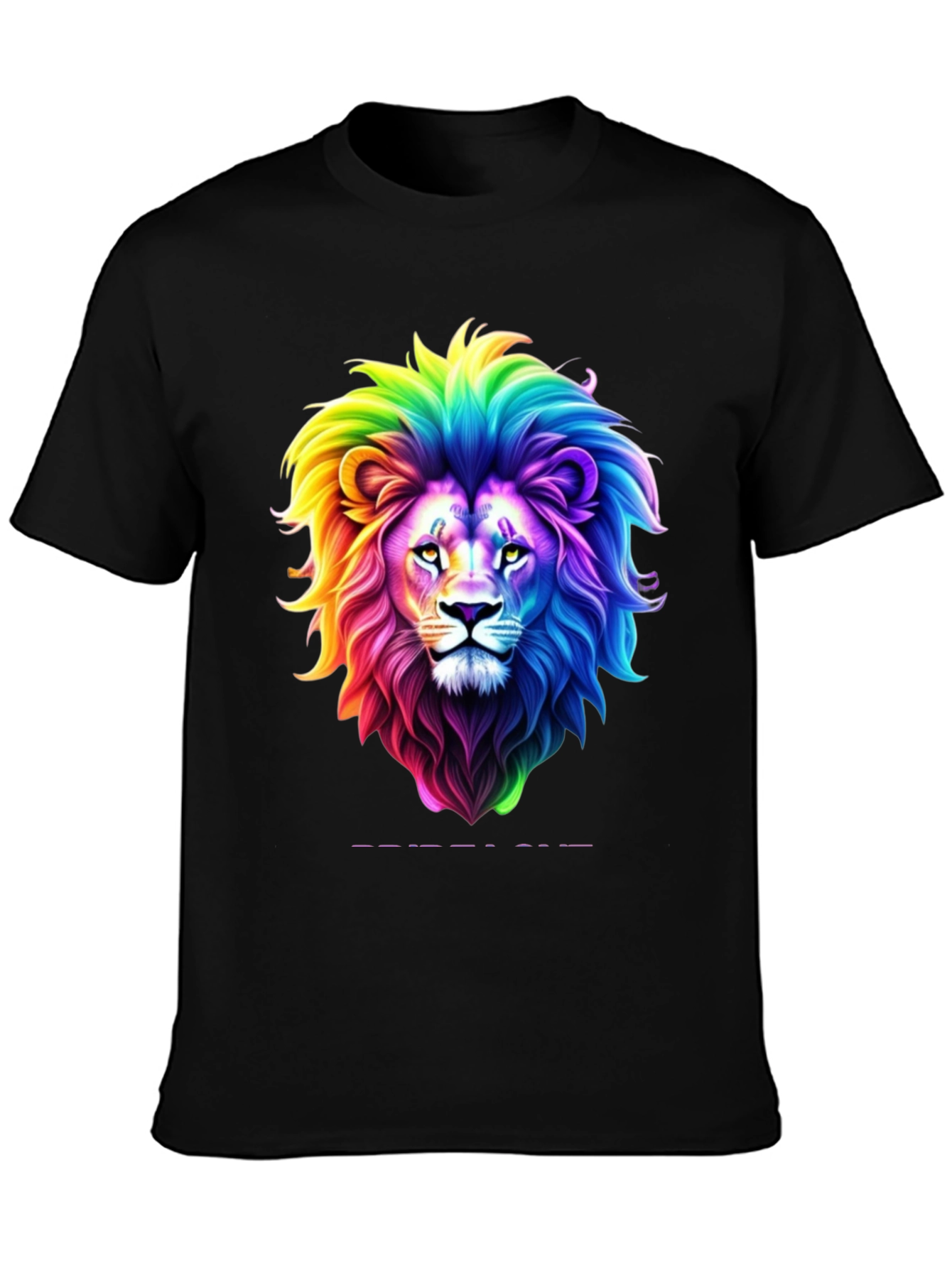 Rainbow Lion Graphic Tee - Bold Black T-Shirt
