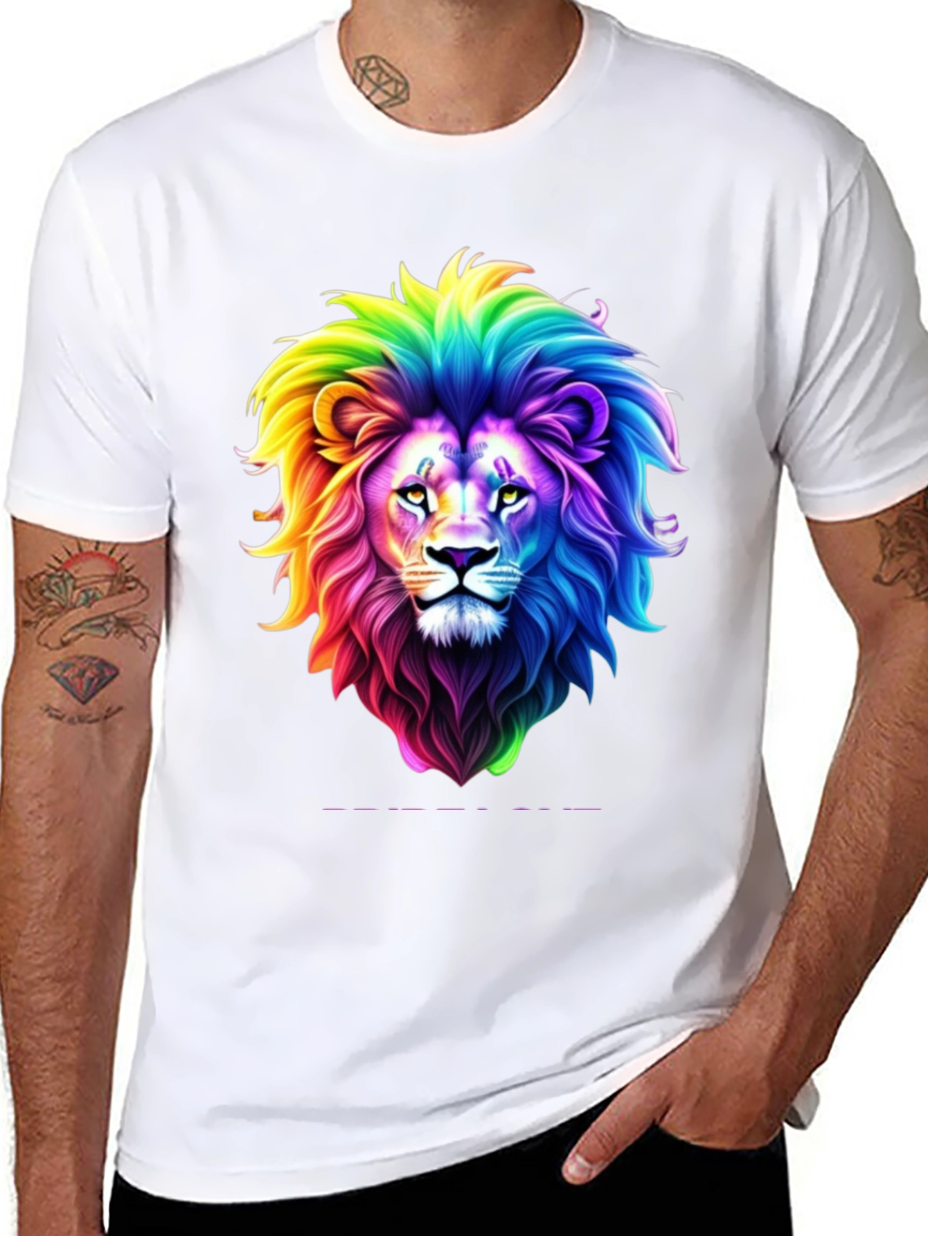 Rainbow Lion Graphic Tee - Bold Black T-Shirt