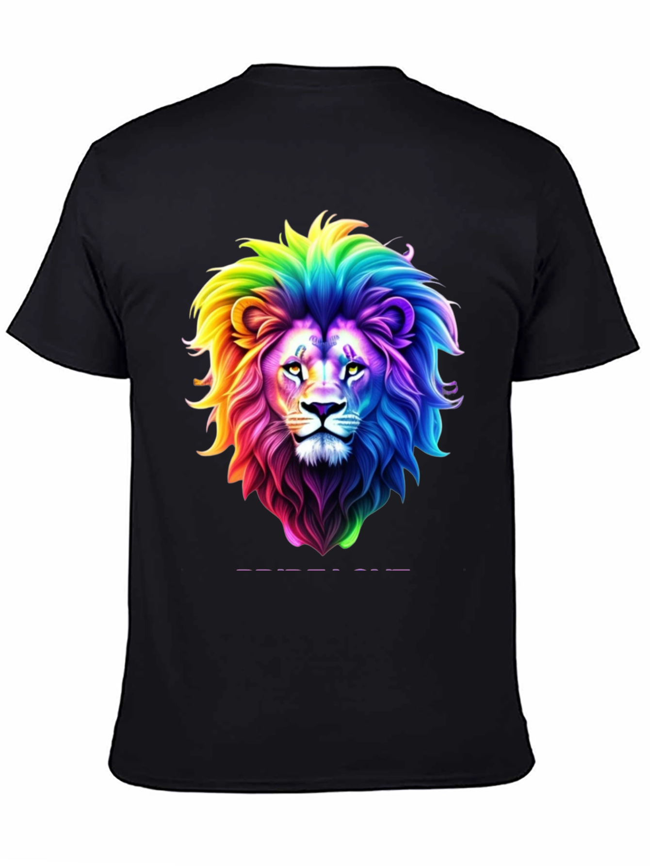 Rainbow Lion Graphic Tee - Bold Black T-Shirt