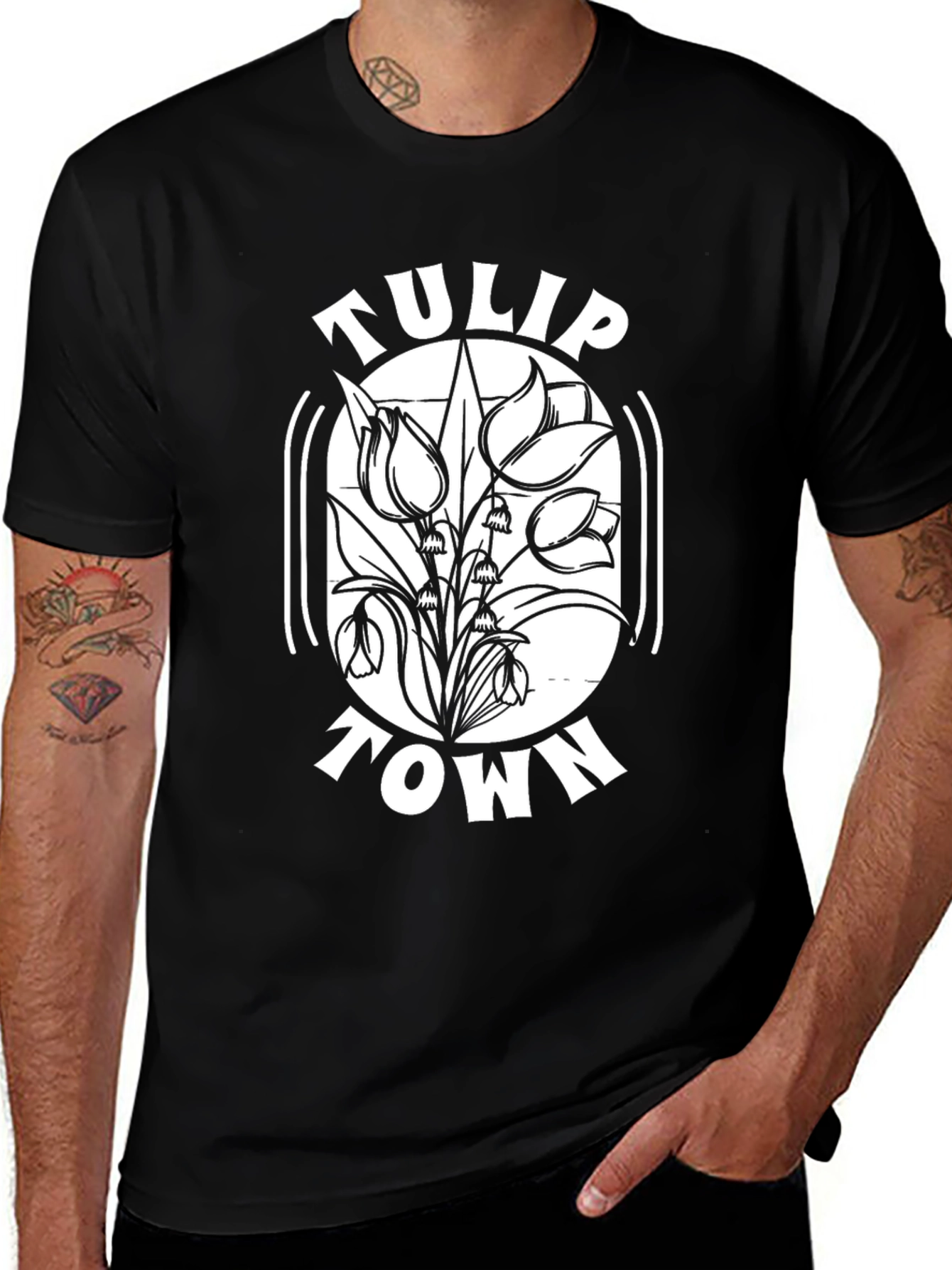 Tulip Town Black T-Shirt