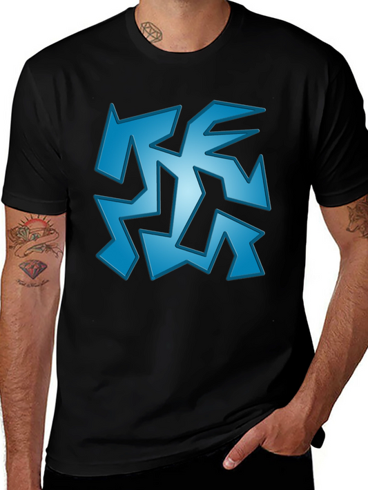 Abstract Geometric Graphic Print Black T-Shirt