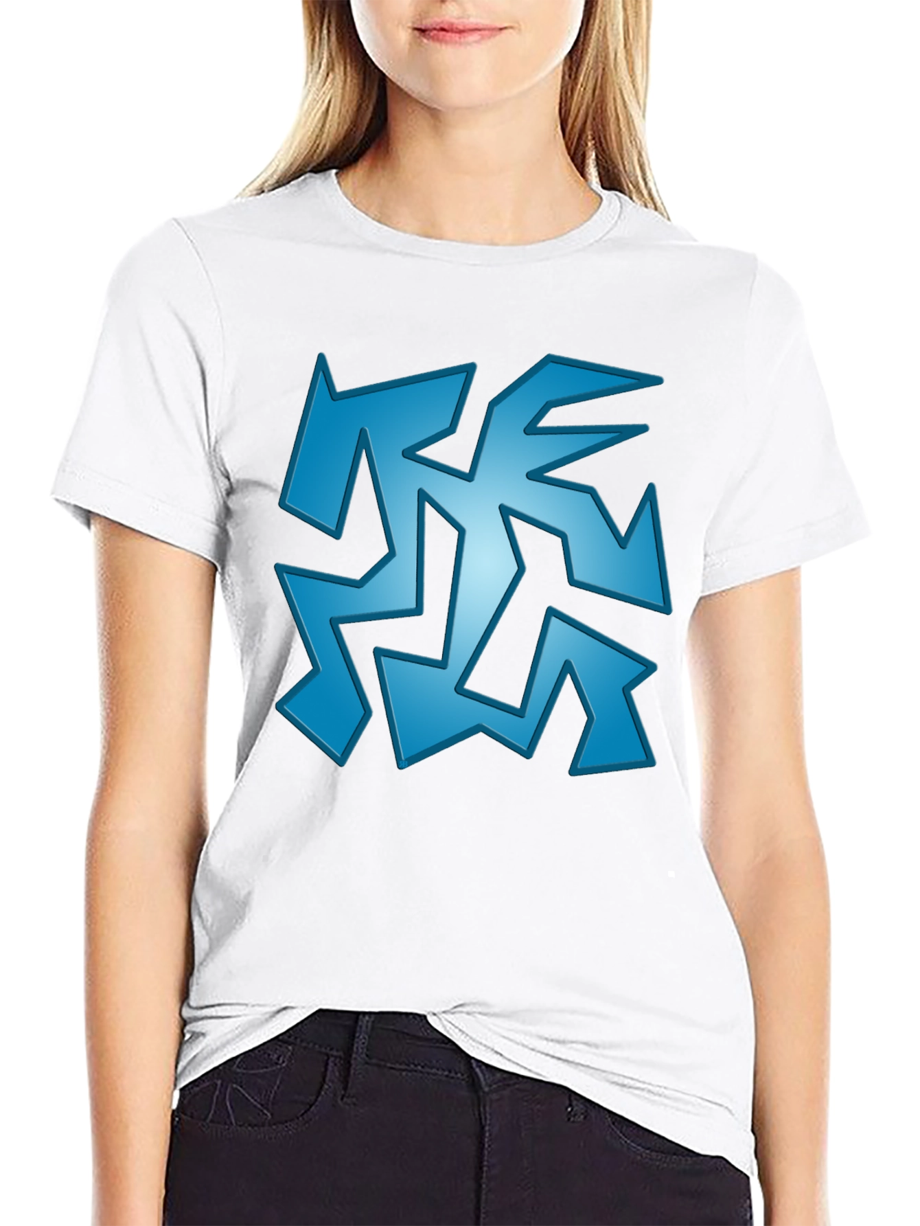 Abstract Geometric Graphic Print Black T-Shirt