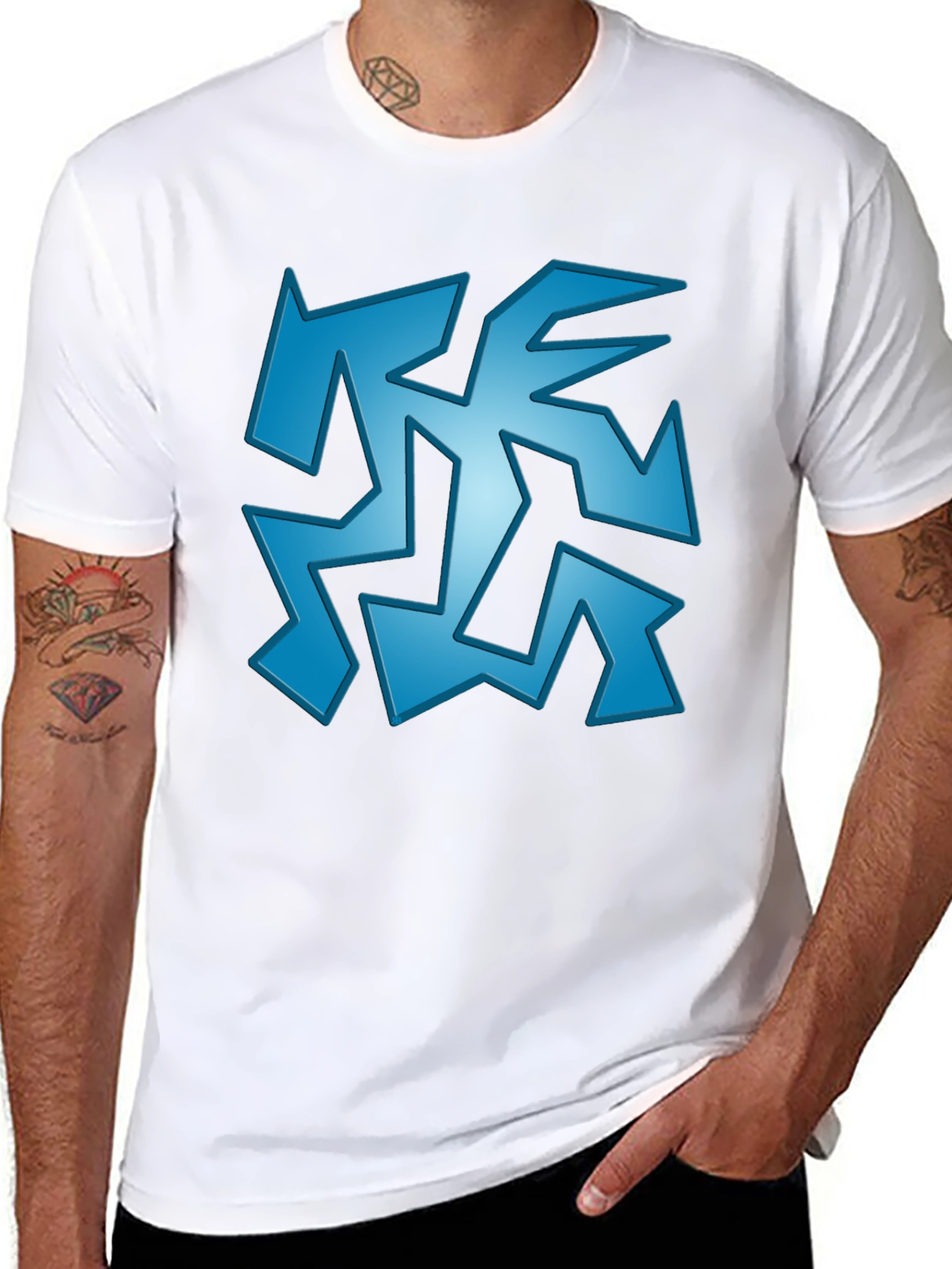 Abstract Geometric Graphic Print Black T-Shirt