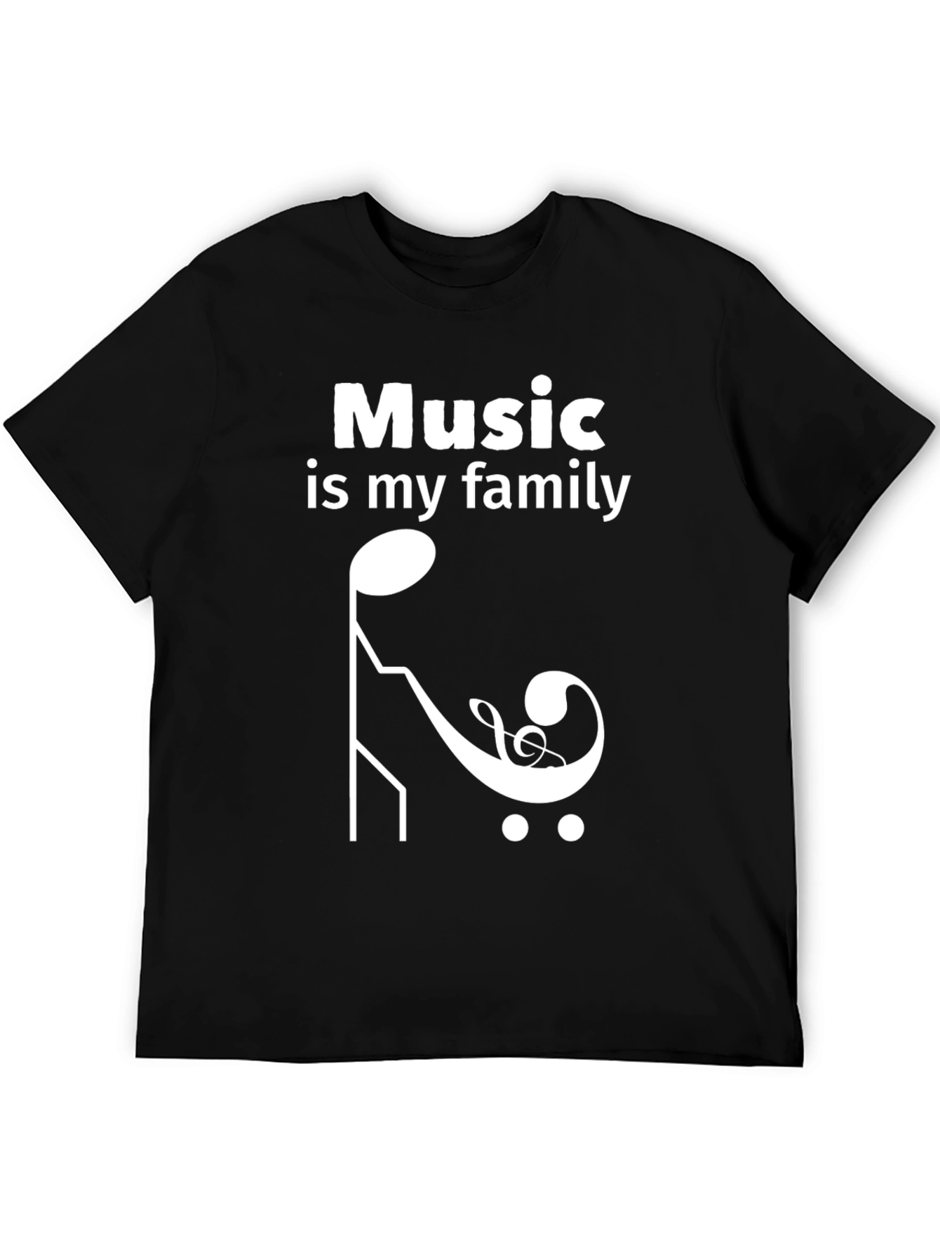 Music is My Family T-Shirt - Black Crew Neck