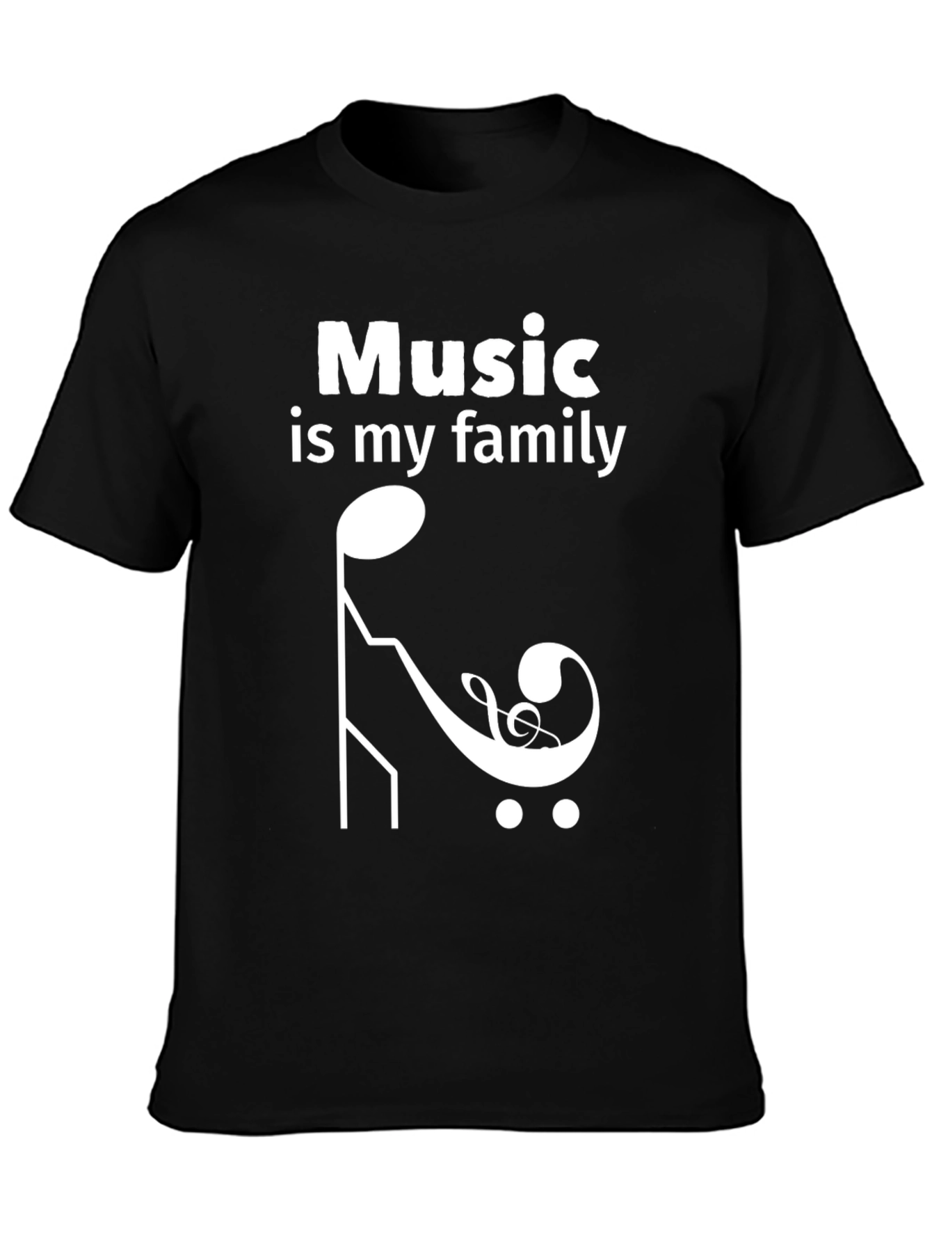 Music is My Family T-Shirt - Black Crew Neck